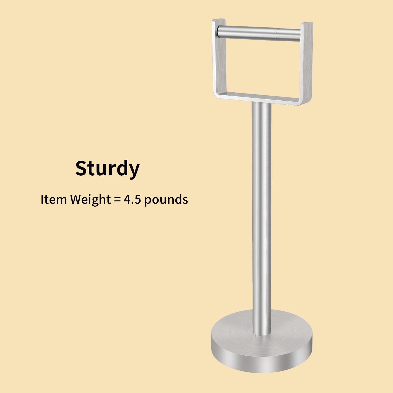 YUMORE Heavy Duty Toilet Paper Holder Stand, Extra-Weighted Base No Tipping, Stainless Steel Toilet Paper Stand, Free Standing Floor Tissue Roll Holder for Bathroom, Matte Black 200UP
