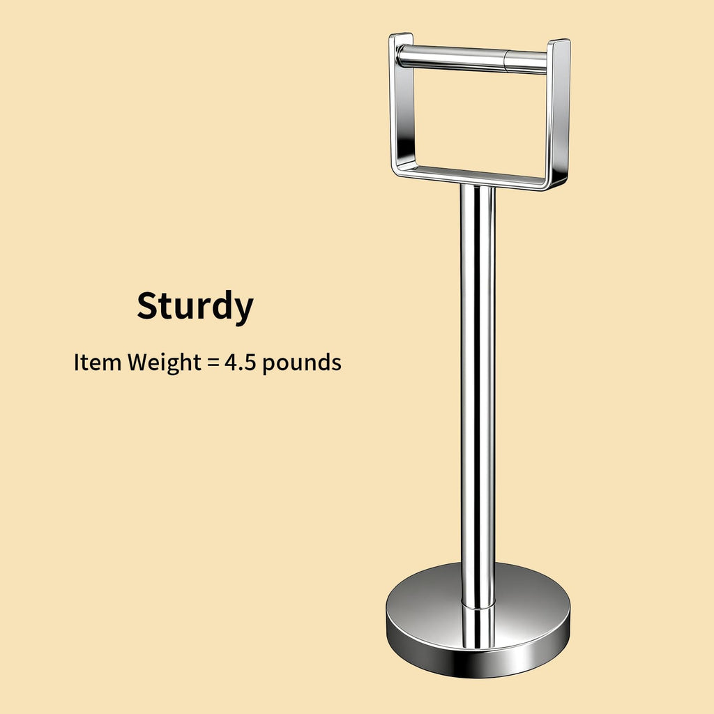 YUMORE Heavy Duty Toilet Paper Holder Stand, Extra-Weighted Base No Tipping, Stainless Steel Toilet Paper Stand, Free Standing Floor Tissue Roll Holder for Bathroom, Matte Black 200UP