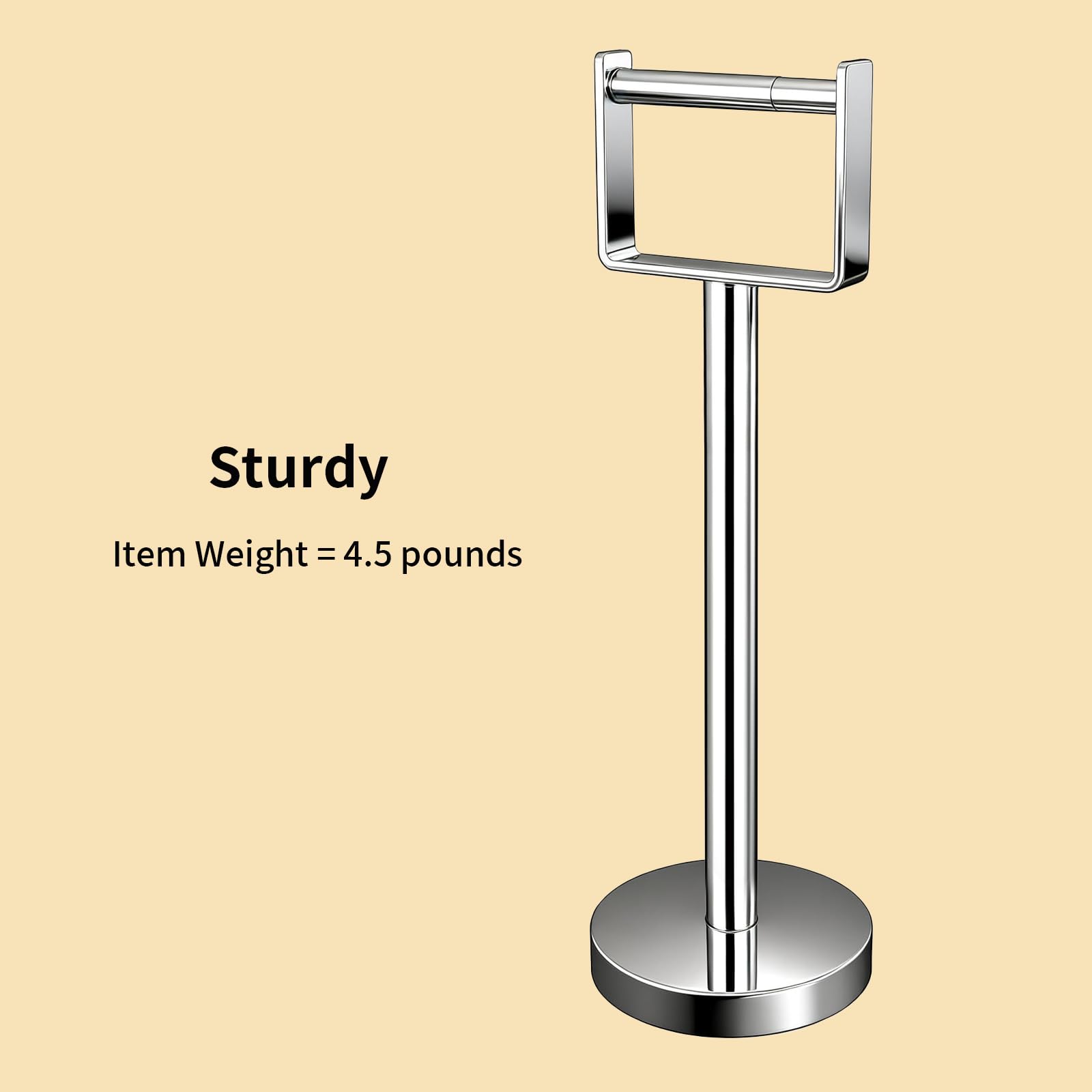 YUMORE Heavy Duty Toilet Paper Holder Stand, Extra-Weighted Base No Tipping, Stainless Steel Toilet Paper Stand, Free Standing Floor Tissue Roll Holder for Bathroom, Matte Black 200UP