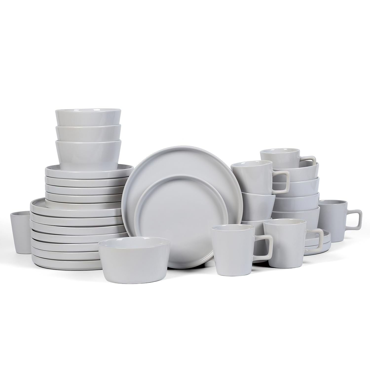 Stone Lain Celina Stoneware 16 Piece Dinnerware Set, Plates and Bowls, Black Matte Dish, Service for 4 – Minimalist Round Style, Microwave & Dishwasher Safe