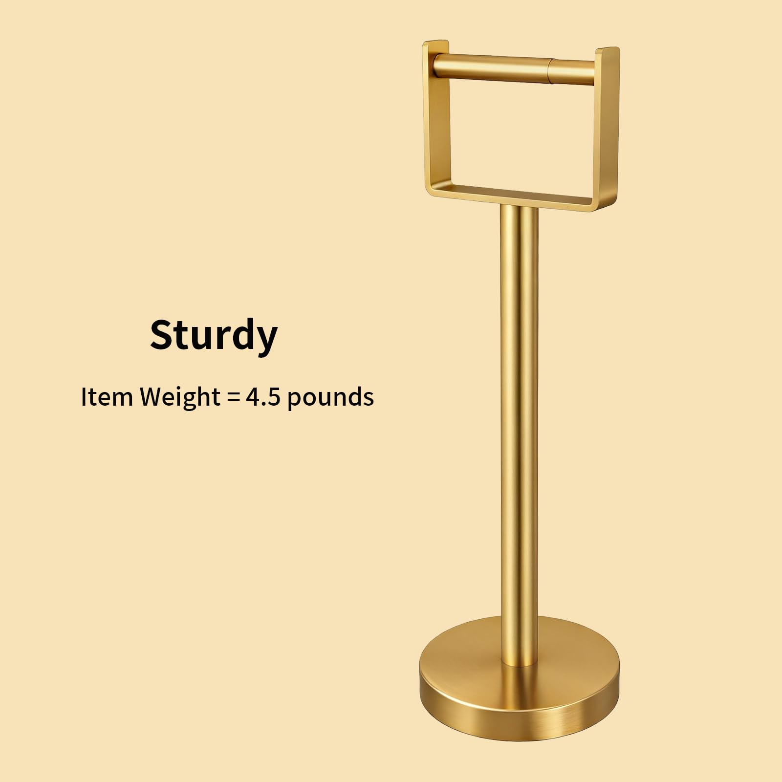 YUMORE Heavy Duty Toilet Paper Holder Stand, Extra-Weighted Base No Tipping, Stainless Steel Toilet Paper Stand, Free Standing Floor Tissue Roll Holder for Bathroom, Matte Black 200UP