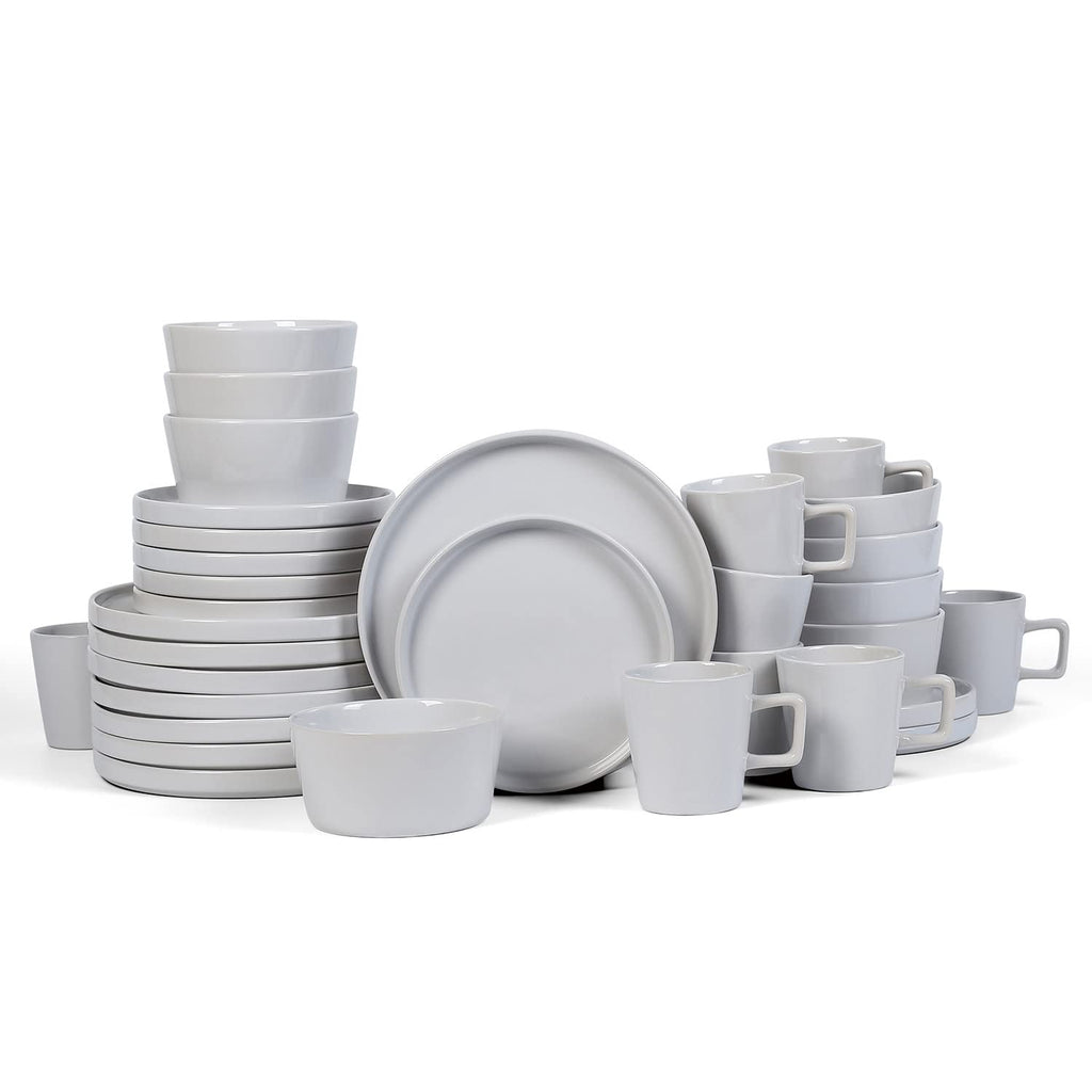Stone Lain Celina Stoneware 16 Piece Dinnerware Set, Plates and Bowls, Black Matte Dish, Service for 4 – Minimalist Round Style, Microwave & Dishwasher Safe