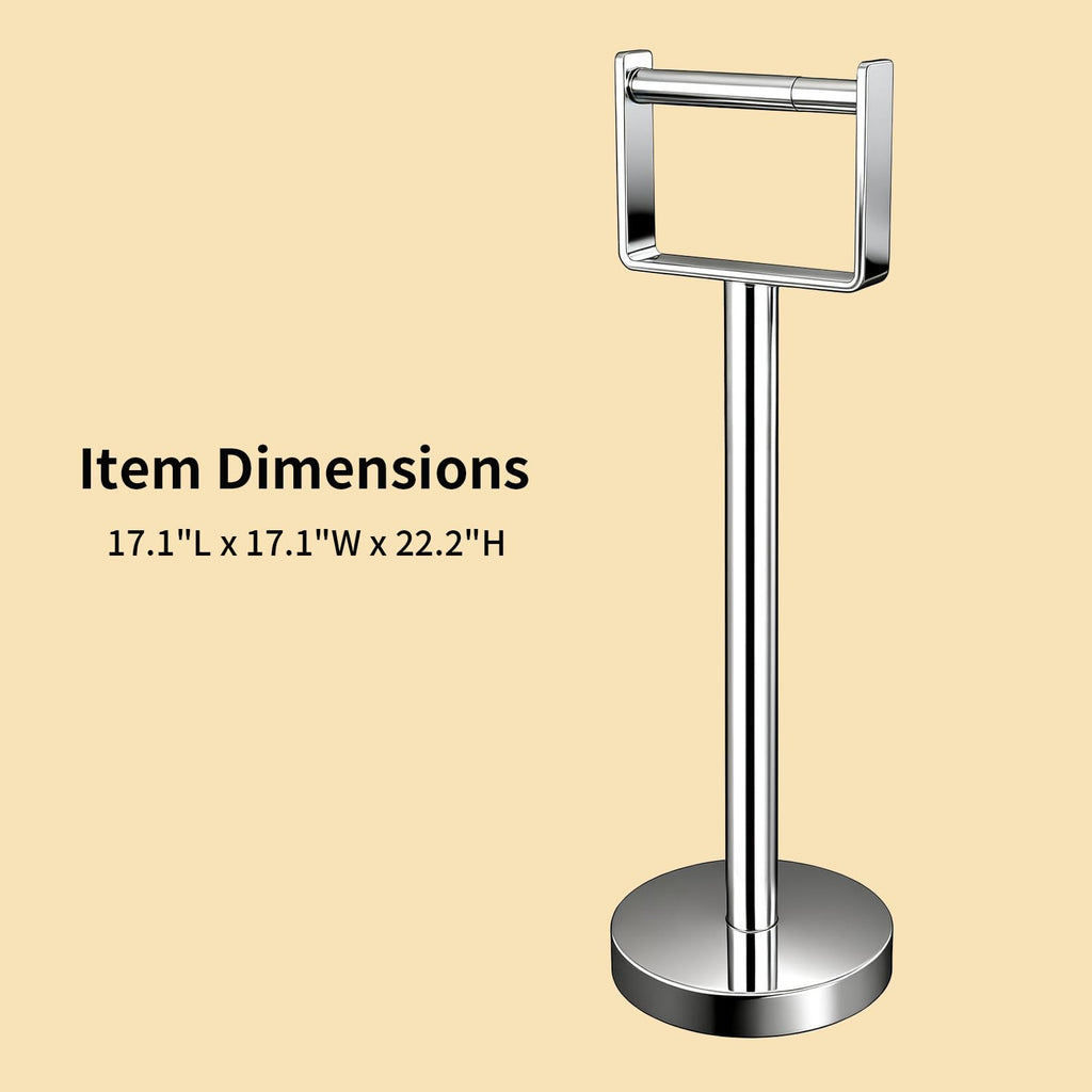 YUMORE Heavy Duty Toilet Paper Holder Stand, Extra-Weighted Base No Tipping, Stainless Steel Toilet Paper Stand, Free Standing Floor Tissue Roll Holder for Bathroom, Matte Black 200UP