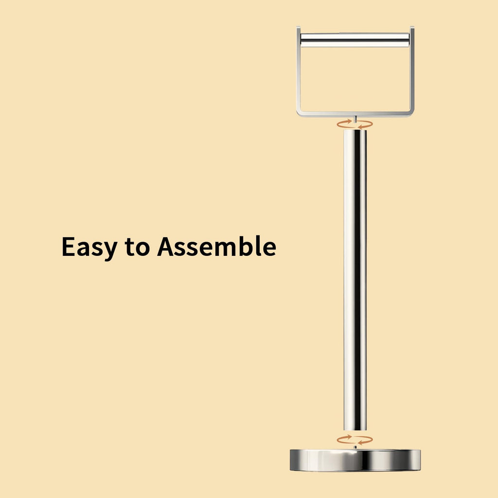 YUMORE Heavy Duty Toilet Paper Holder Stand, Extra-Weighted Base No Tipping, Stainless Steel Toilet Paper Stand, Free Standing Floor Tissue Roll Holder for Bathroom, Matte Black 200UP