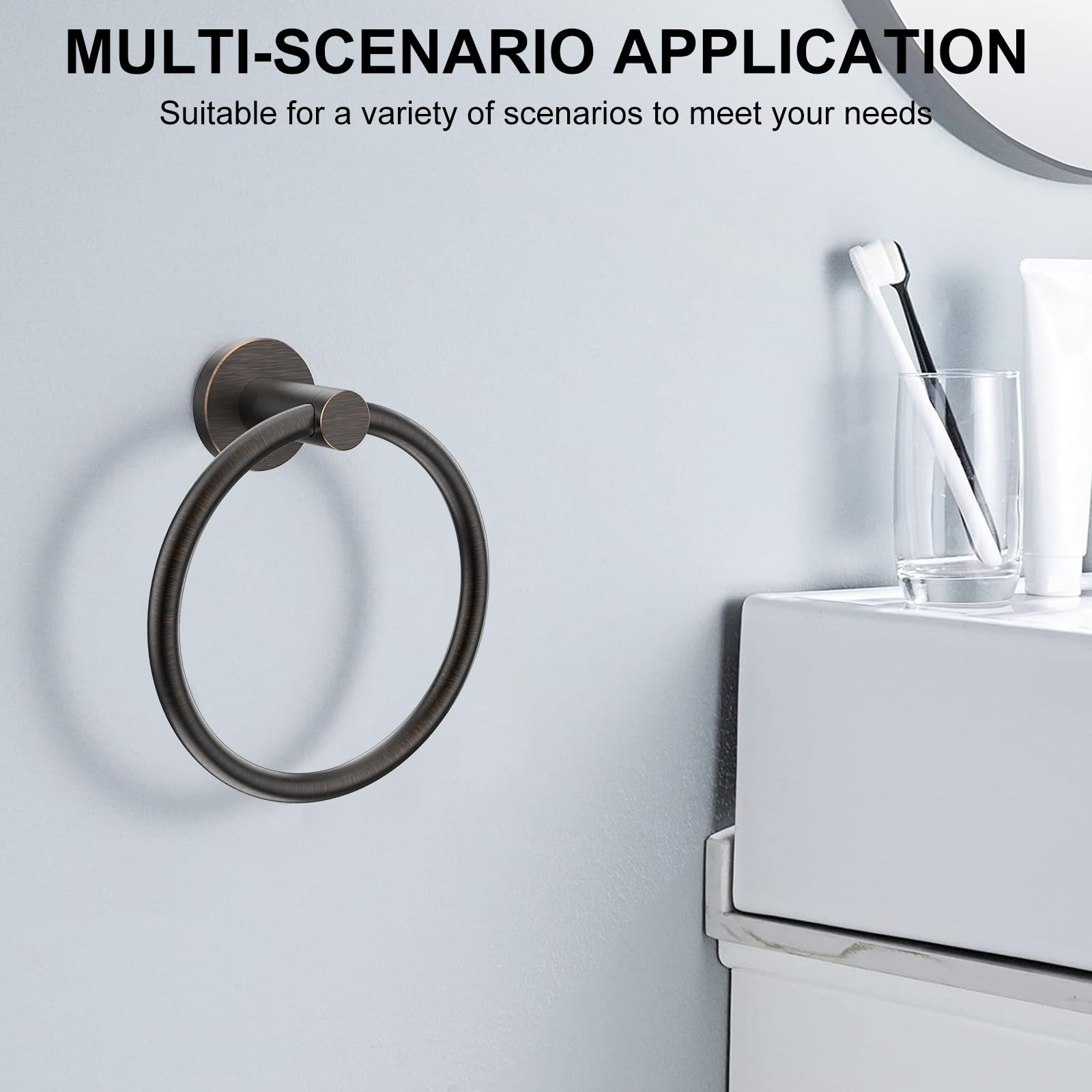 SetSail Towel Holder for Bathroom Wall Matte Black Towel Ring Stainless Steel Hand Towel Holder Heavy Duty Towel Hanger for Bath, Kitchen
