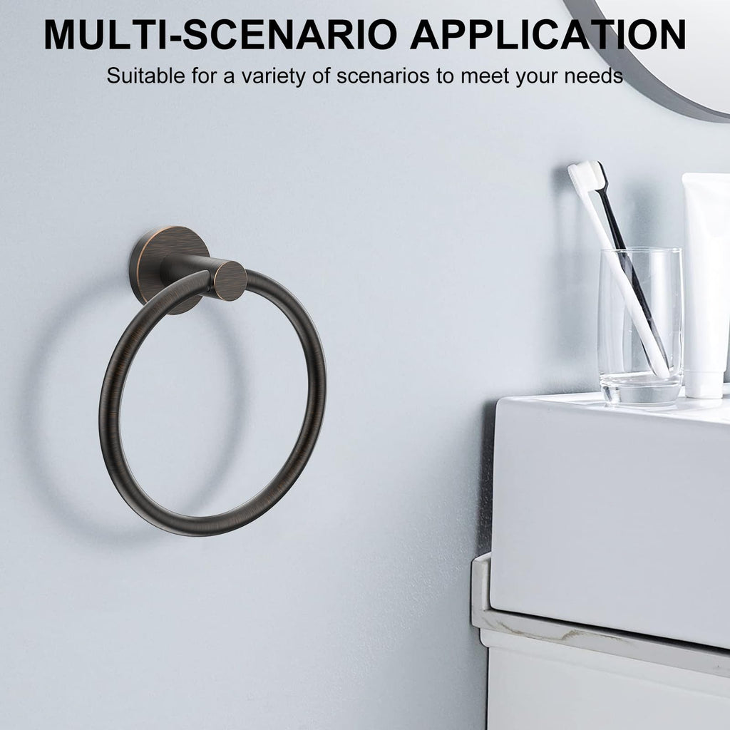 SetSail Towel Holder for Bathroom Wall Matte Black Towel Ring Stainless Steel Hand Towel Holder Heavy Duty Towel Hanger for Bath, Kitchen