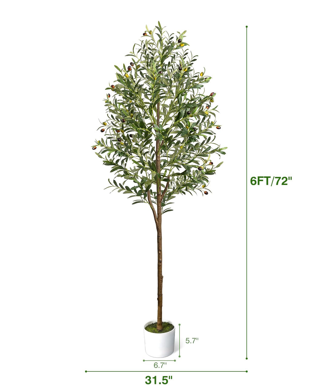 6FT Artificial Olive Tree - Indoor Tall Faux Olive Trees with Planter&Basket, Large Fake Olive Silk Tree Realistic Olive Plants with Branches and Fruits for Home Decor Office Living Room