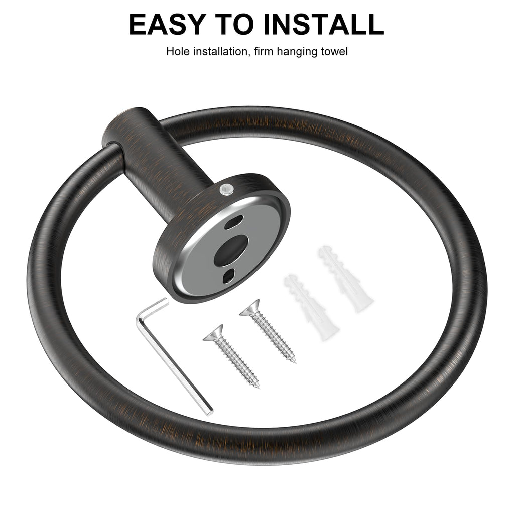 SetSail Towel Holder for Bathroom Wall Matte Black Towel Ring Stainless Steel Hand Towel Holder Heavy Duty Towel Hanger for Bath, Kitchen
