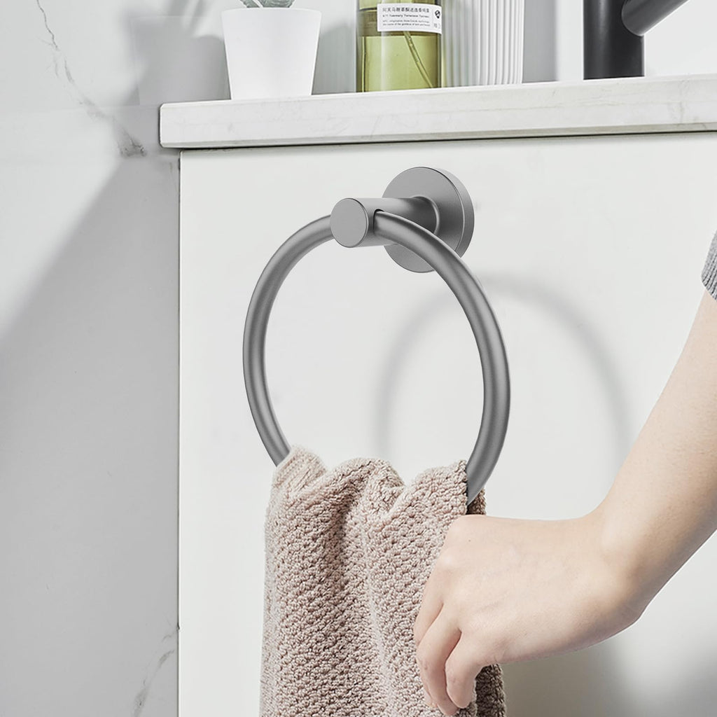 SetSail Towel Holder for Bathroom Wall Matte Black Towel Ring Stainless Steel Hand Towel Holder Heavy Duty Towel Hanger for Bath, Kitchen