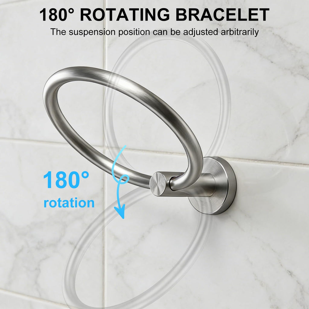 SetSail Towel Holder for Bathroom Wall Matte Black Towel Ring Stainless Steel Hand Towel Holder Heavy Duty Towel Hanger for Bath, Kitchen