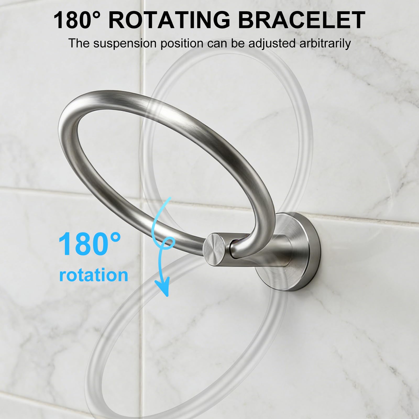 SetSail Towel Holder for Bathroom Wall Matte Black Towel Ring Stainless Steel Hand Towel Holder Heavy Duty Towel Hanger for Bath, Kitchen