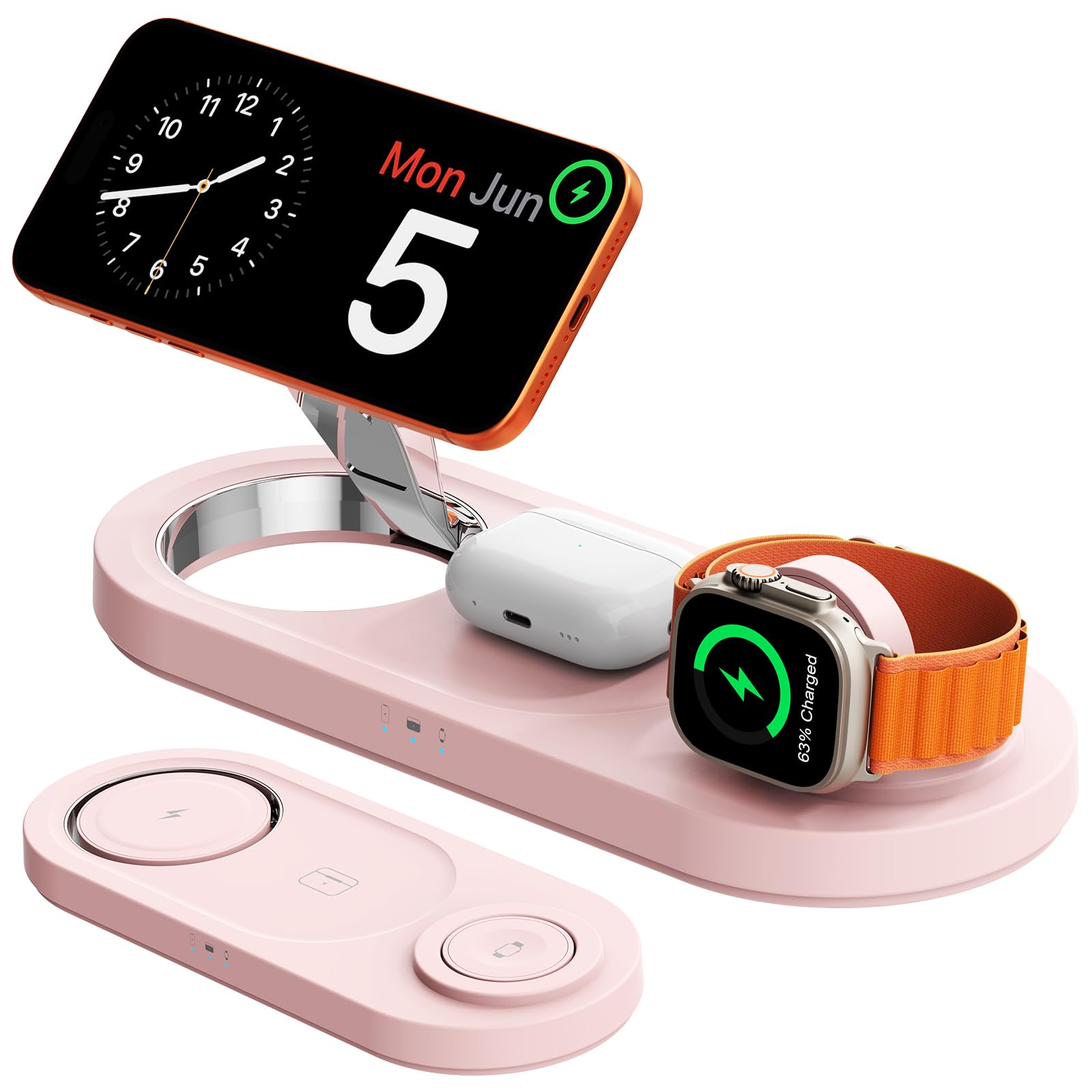 2026 for Apple Watch 5W Fast Charger：3 in 1 Wireless Charging Station for Apple Mag-Safe Charger Stand,Fast Magnetic Wireless Charger Station for iPhone17 16 15 14 13 12 Series,Airpods, Watch
