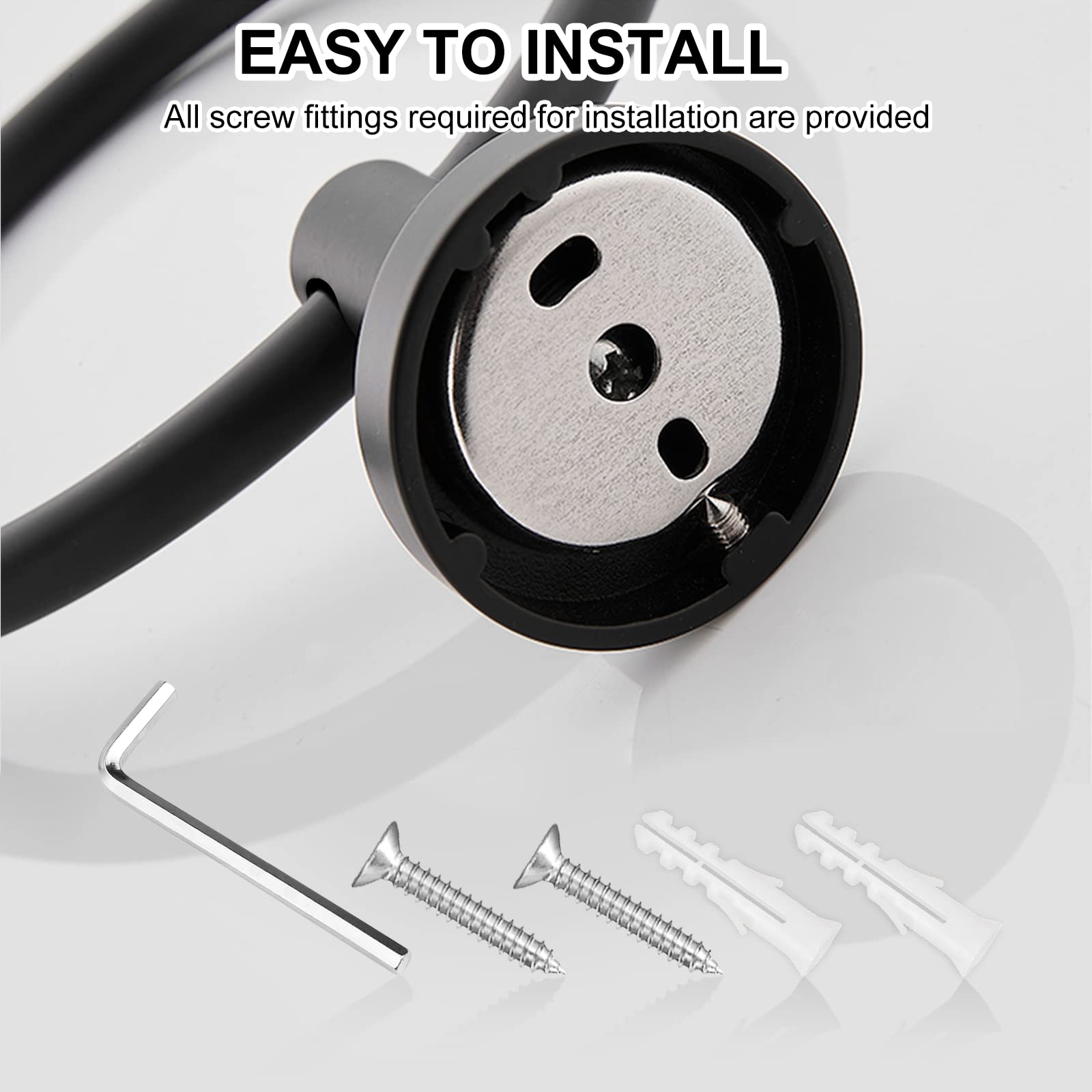 SetSail Towel Holder for Bathroom Wall Matte Black Towel Ring Stainless Steel Hand Towel Holder Heavy Duty Towel Hanger for Bath, Kitchen
