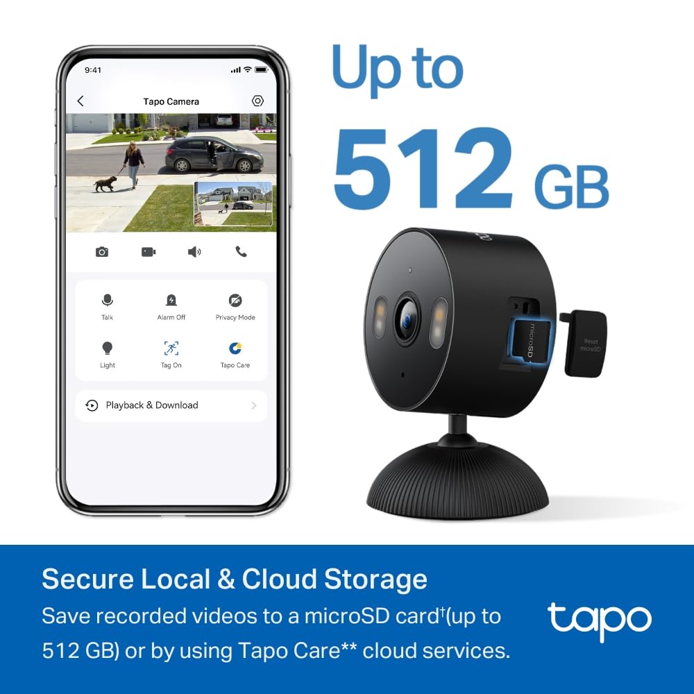 TP-Link Tapo 1080P Indoor Security Camera for Baby Monitor, Dog Camera w/Motion Detection, 2-Way Audio Siren, Night Vision, Cloud & SD Card Storage, Works w/Alexa & Google Home (Tapo C100)