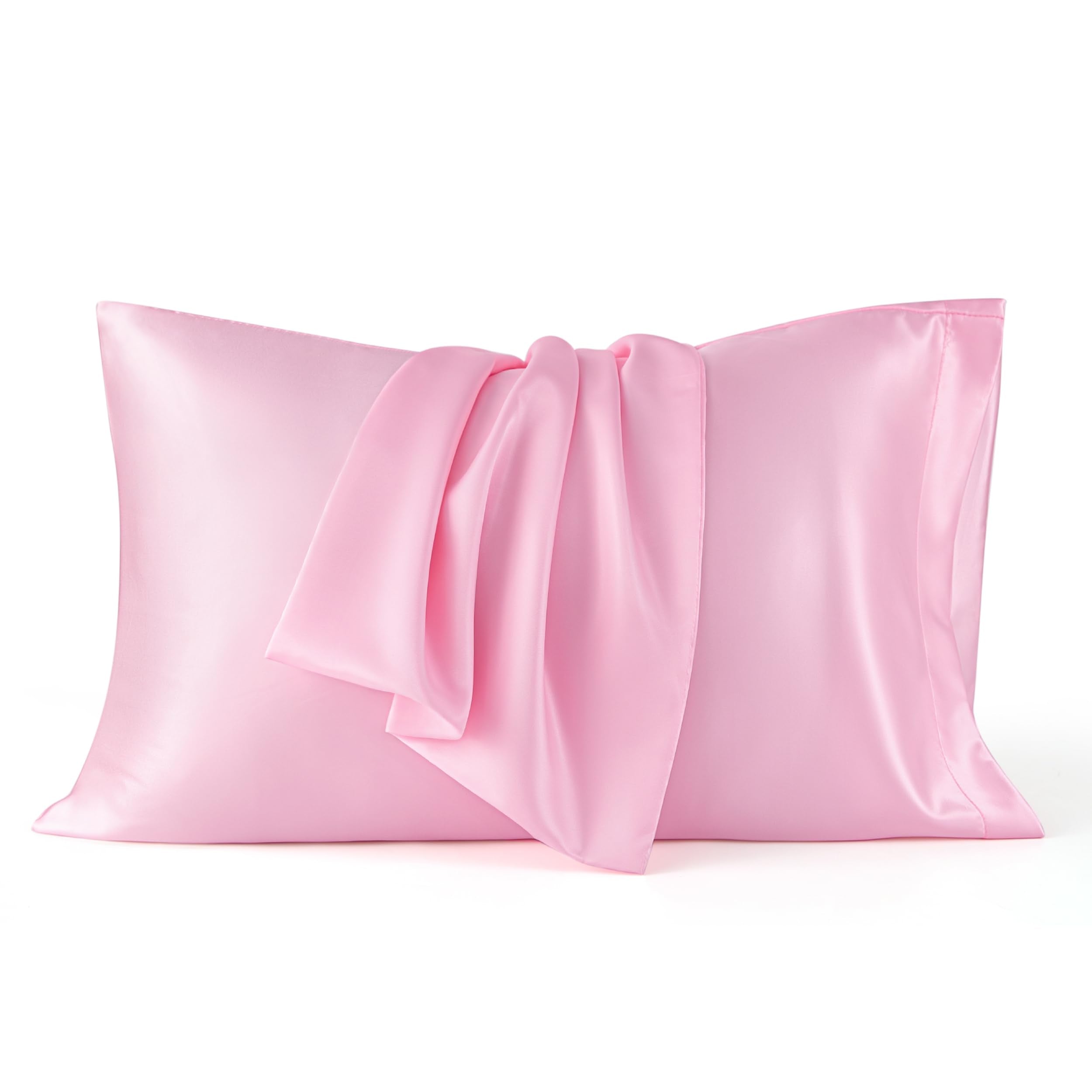 Bedsure Satin Pillowcases, Similar to Silk Pillow Cases Queen Size Set of 2, Cooling Pillow Case for Sleeping Women with Envelope Closure, Gifts for Women Men, Beige, 20x30 Inches, 2pcs