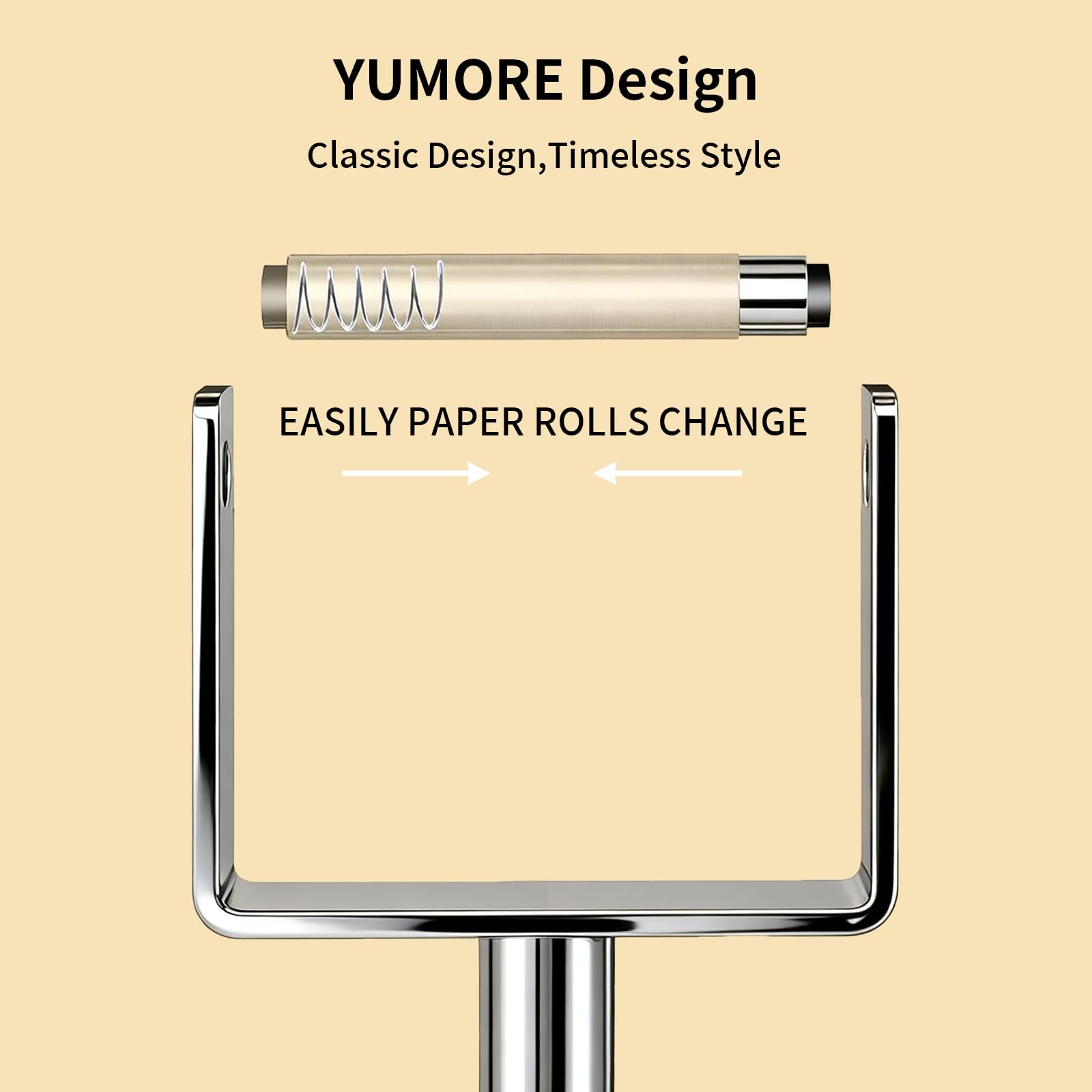 YUMORE Heavy Duty Toilet Paper Holder Stand, Extra-Weighted Base No Tipping, Stainless Steel Toilet Paper Stand, Free Standing Floor Tissue Roll Holder for Bathroom, Matte Black 200UP