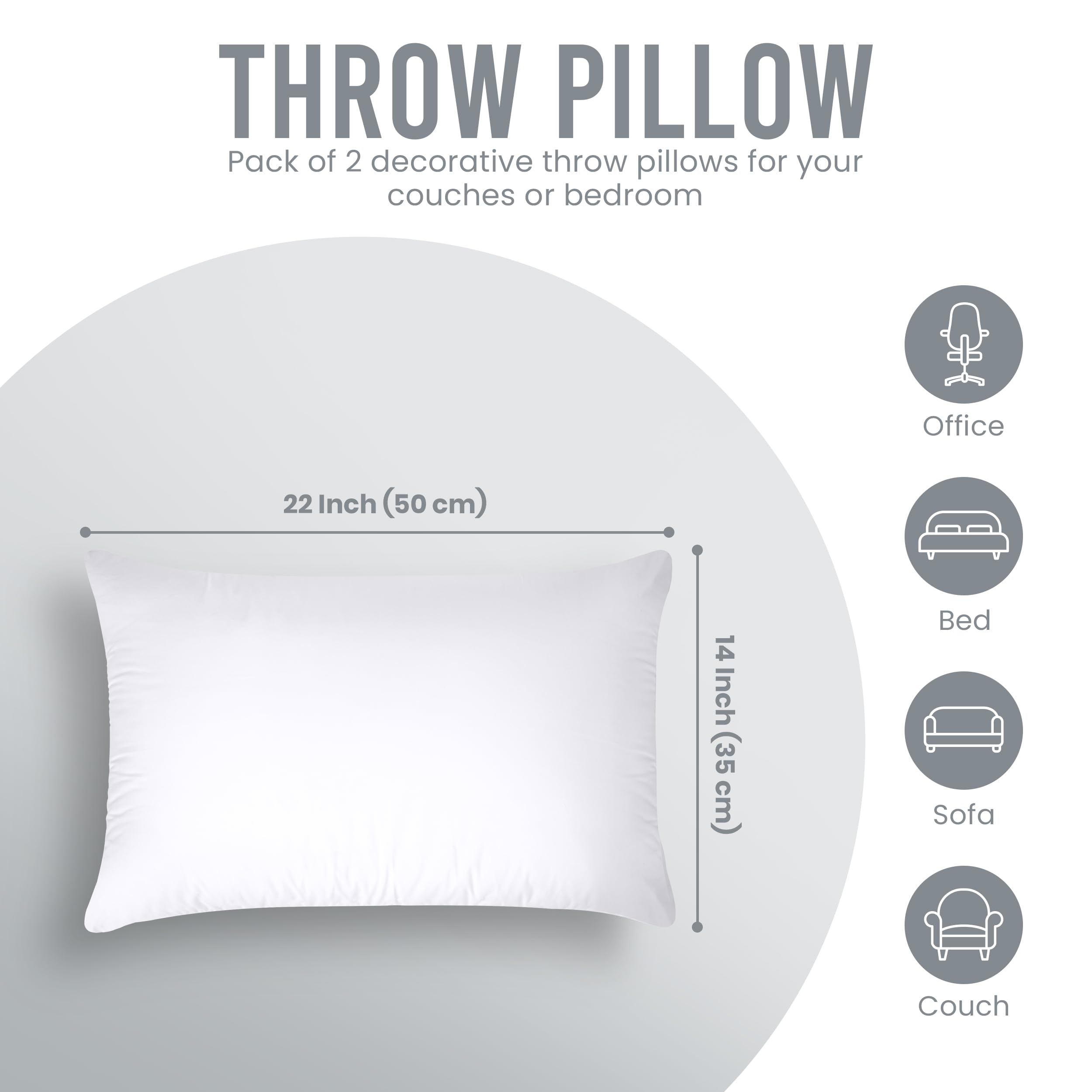 Utopia Bedding 18x18 Pillow Inserts, Set of 2, White – Indoor Decorative Throw Pillows for Bed, Sofa & Couch – Soft, Supportive & Fluffy Cushion Inserts