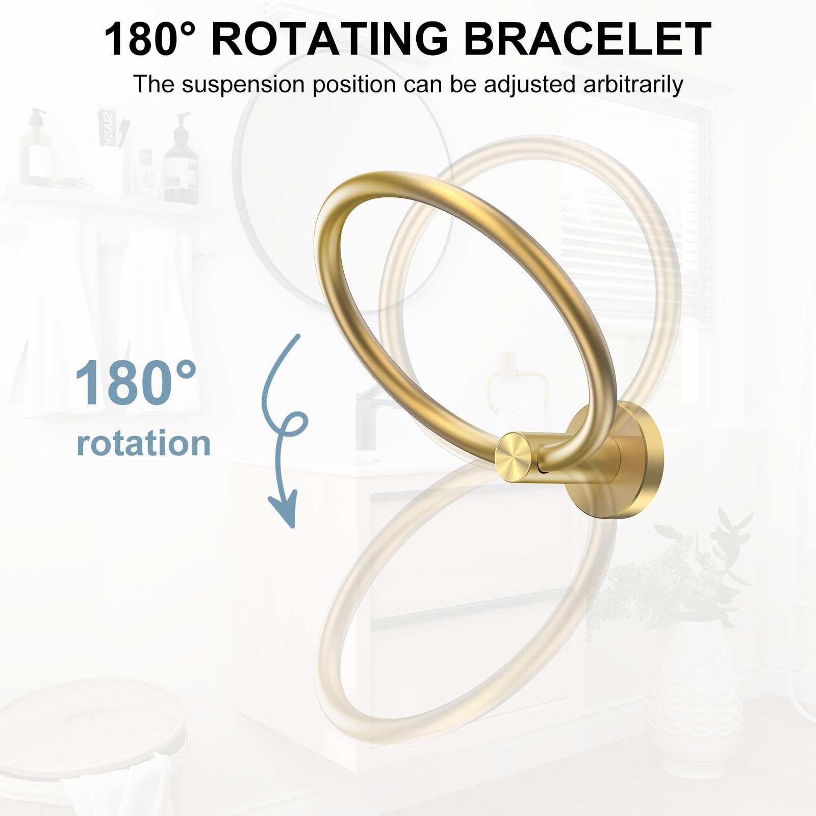 SetSail Towel Holder for Bathroom Wall Matte Black Towel Ring Stainless Steel Hand Towel Holder Heavy Duty Towel Hanger for Bath, Kitchen