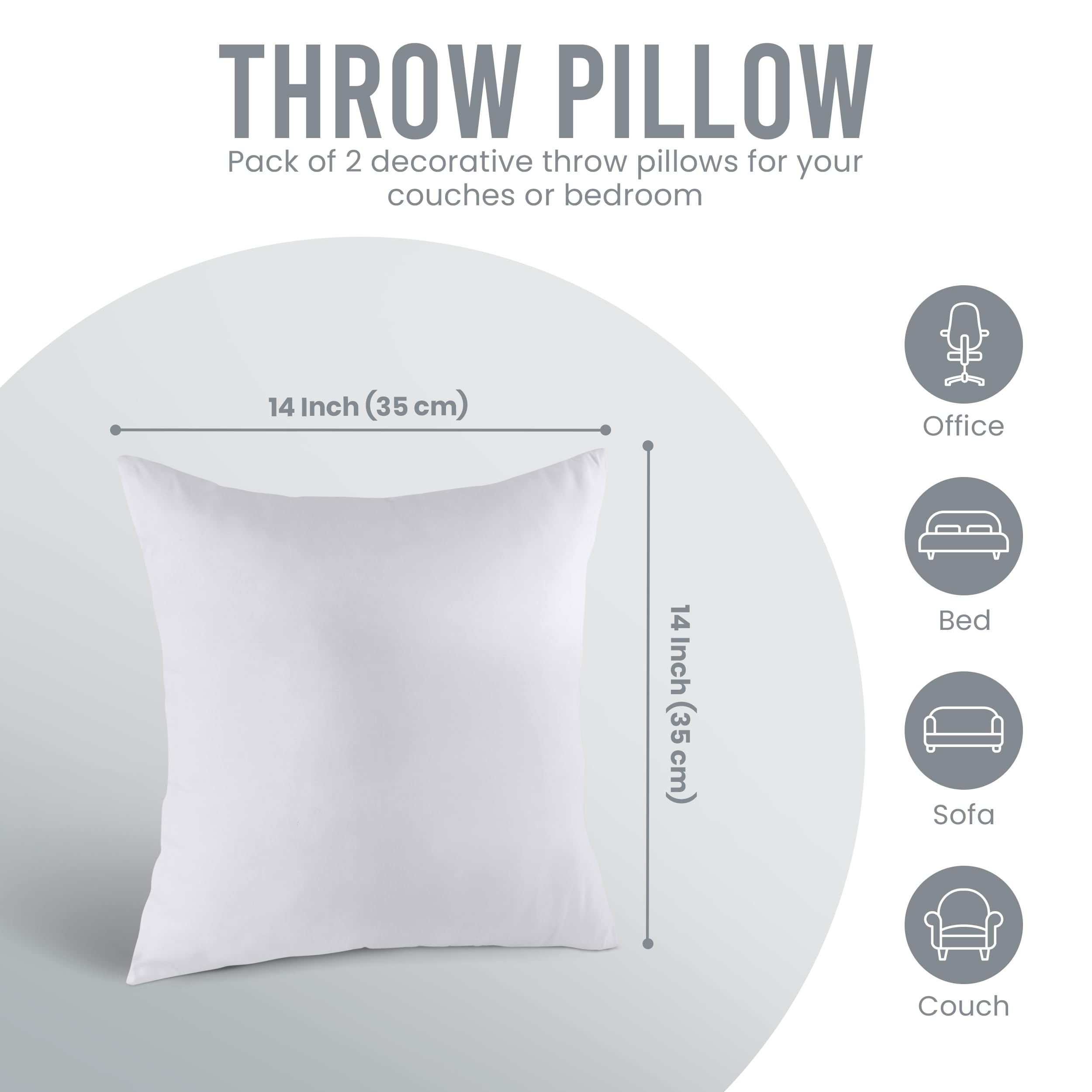 Utopia Bedding 18x18 Pillow Inserts, Set of 2, White – Indoor Decorative Throw Pillows for Bed, Sofa & Couch – Soft, Supportive & Fluffy Cushion Inserts