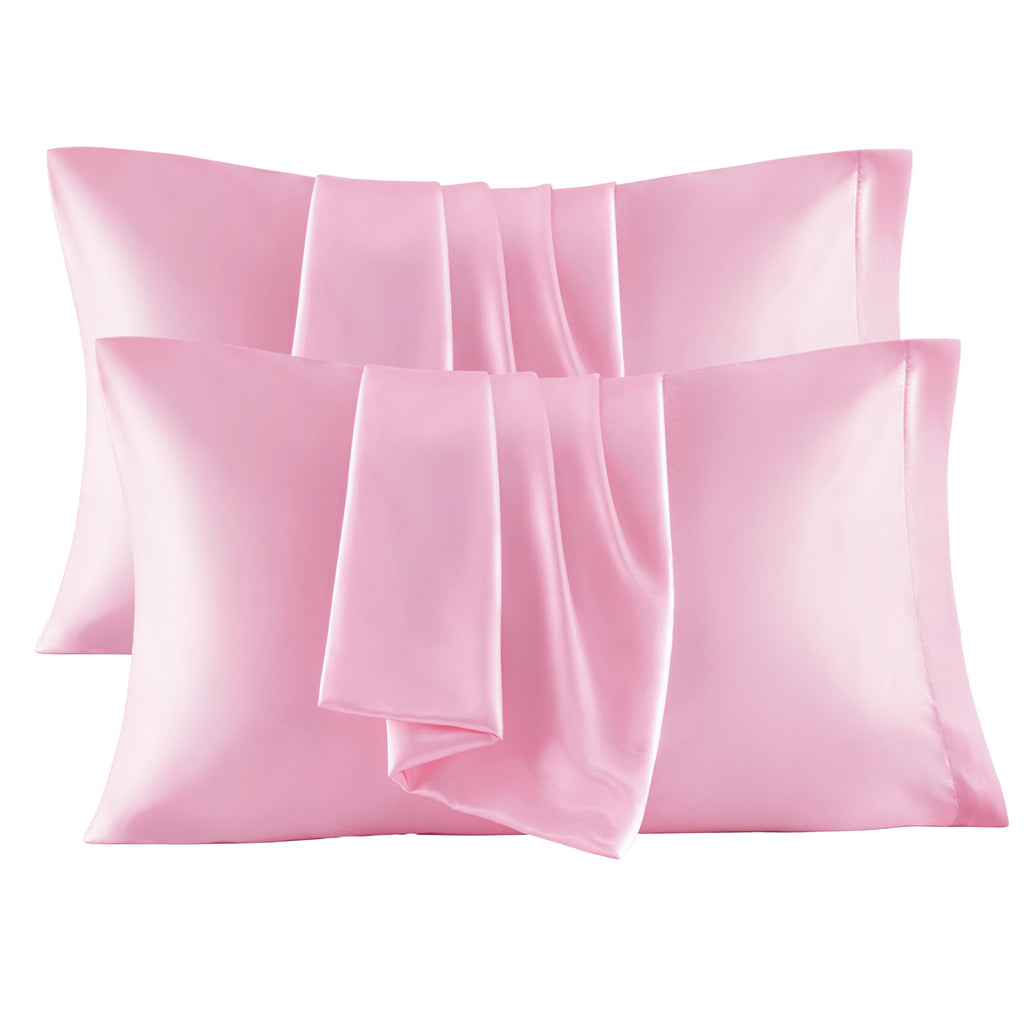 Bedsure Satin Pillowcases, Similar to Silk Pillow Cases Queen Size Set of 2, Cooling Pillow Case for Sleeping Women with Envelope Closure, Gifts for Women Men, Beige, 20x30 Inches, 2pcs