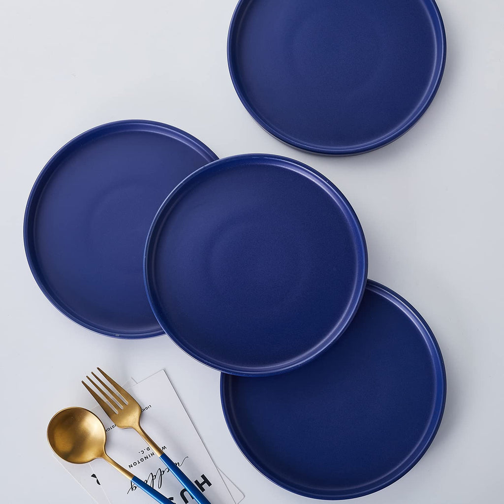 Stone Lain Celina Stoneware 16 Piece Dinnerware Set, Plates and Bowls, Black Matte Dish, Service for 4 – Minimalist Round Style, Microwave & Dishwasher Safe
