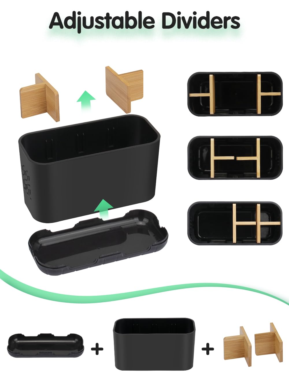 GFWARE Black Toothbrush Holder - Bamboo Toothbrush Holders for Bathrooms Electric Toothbrush Holder Organizer Kids Toothbrush Holders for Bathrooms Countertop