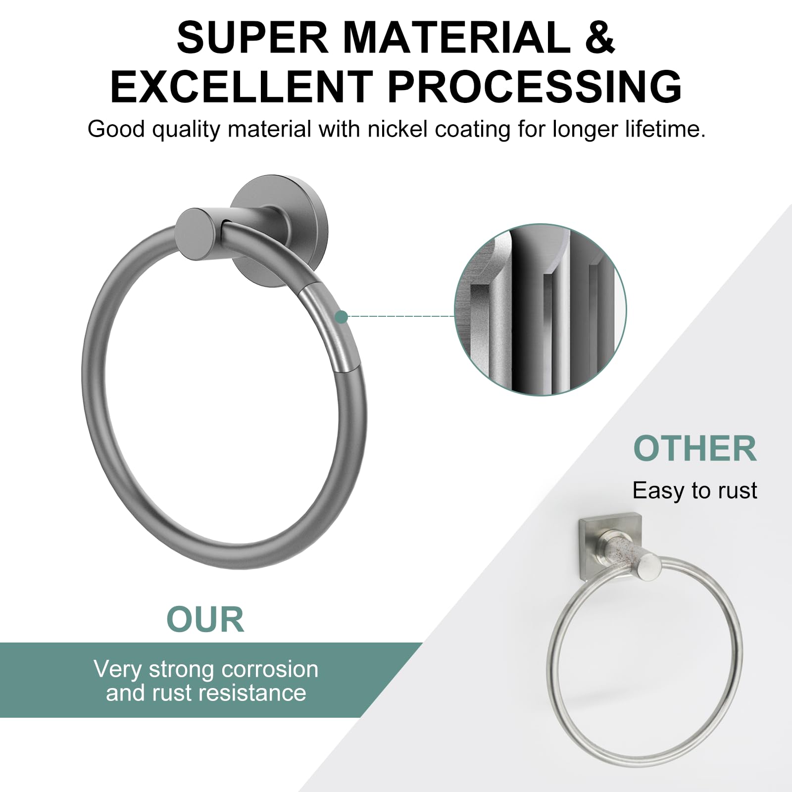 SetSail Towel Holder for Bathroom Wall Matte Black Towel Ring Stainless Steel Hand Towel Holder Heavy Duty Towel Hanger for Bath, Kitchen