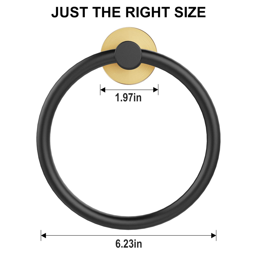 SetSail Towel Holder for Bathroom Wall Matte Black Towel Ring Stainless Steel Hand Towel Holder Heavy Duty Towel Hanger for Bath, Kitchen