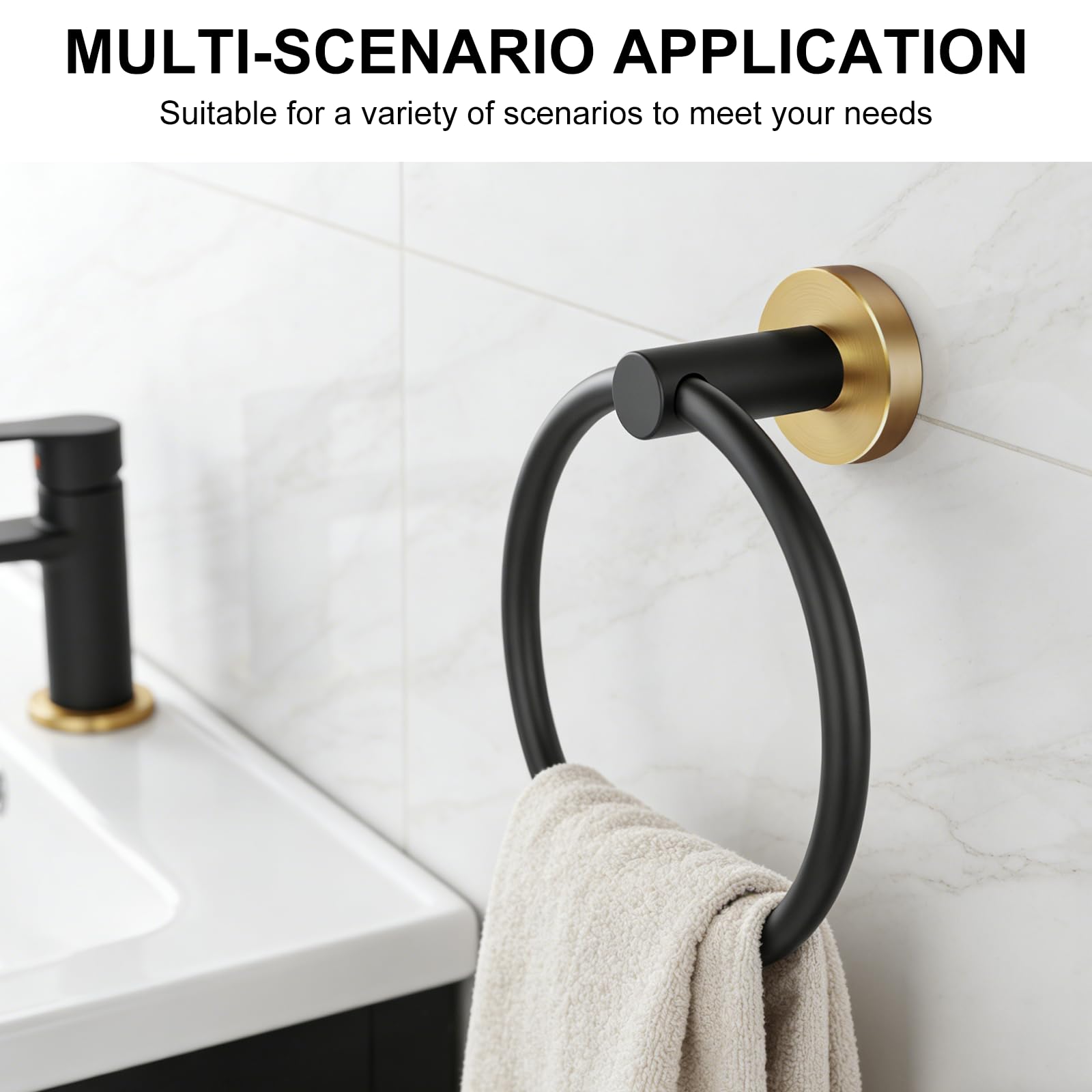 SetSail Towel Holder for Bathroom Wall Matte Black Towel Ring Stainless Steel Hand Towel Holder Heavy Duty Towel Hanger for Bath, Kitchen