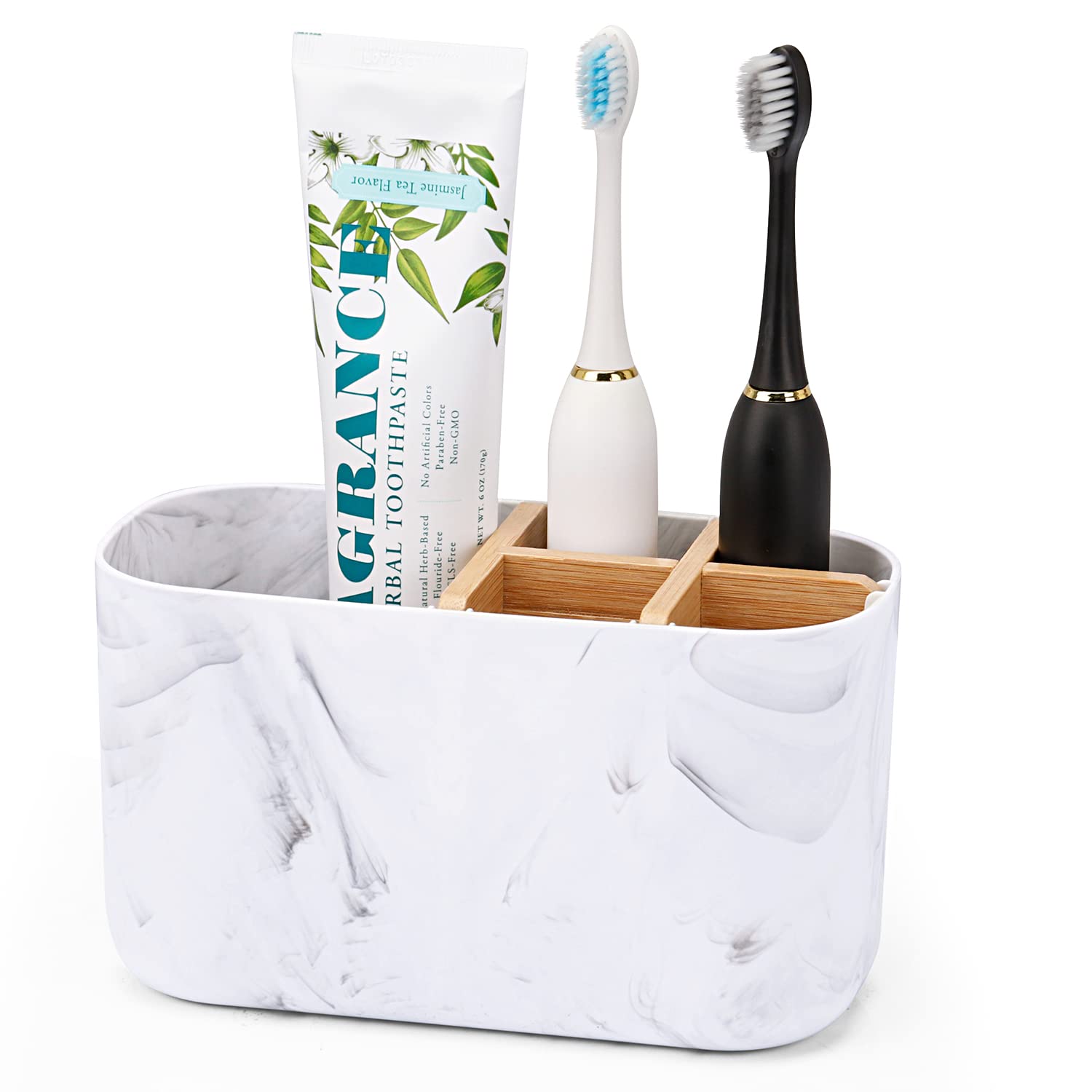 GFWARE Black Toothbrush Holder - Bamboo Toothbrush Holders for Bathrooms Electric Toothbrush Holder Organizer Kids Toothbrush Holders for Bathrooms Countertop