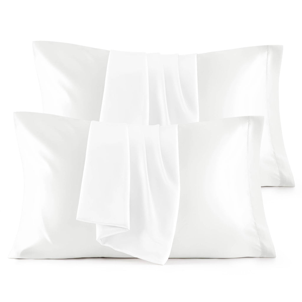 Bedsure Satin Pillowcases, Similar to Silk Pillow Cases Queen Size Set of 2, Cooling Pillow Case for Sleeping Women with Envelope Closure, Gifts for Women Men, Beige, 20x30 Inches, 2pcs