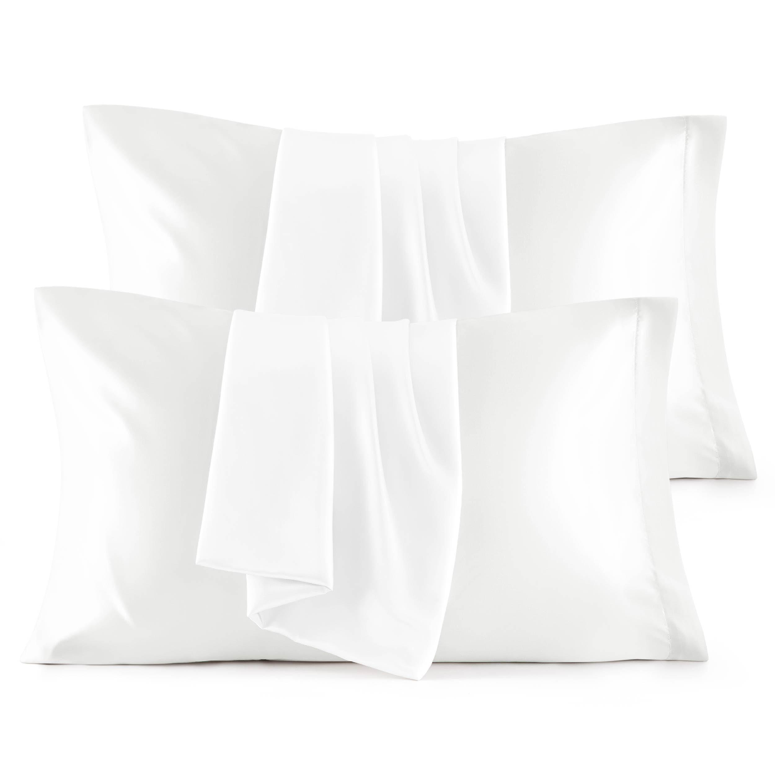 Bedsure Satin Pillowcases, Similar to Silk Pillow Cases Queen Size Set of 2, Cooling Pillow Case for Sleeping Women with Envelope Closure, Gifts for Women Men, Beige, 20x30 Inches, 2pcs