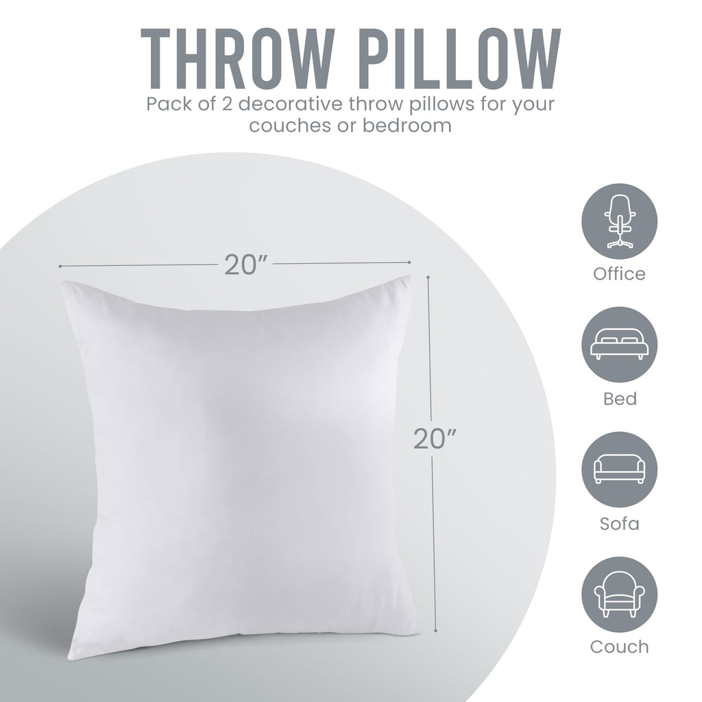 Utopia Bedding 18x18 Pillow Inserts, Set of 2, White – Indoor Decorative Throw Pillows for Bed, Sofa & Couch – Soft, Supportive & Fluffy Cushion Inserts