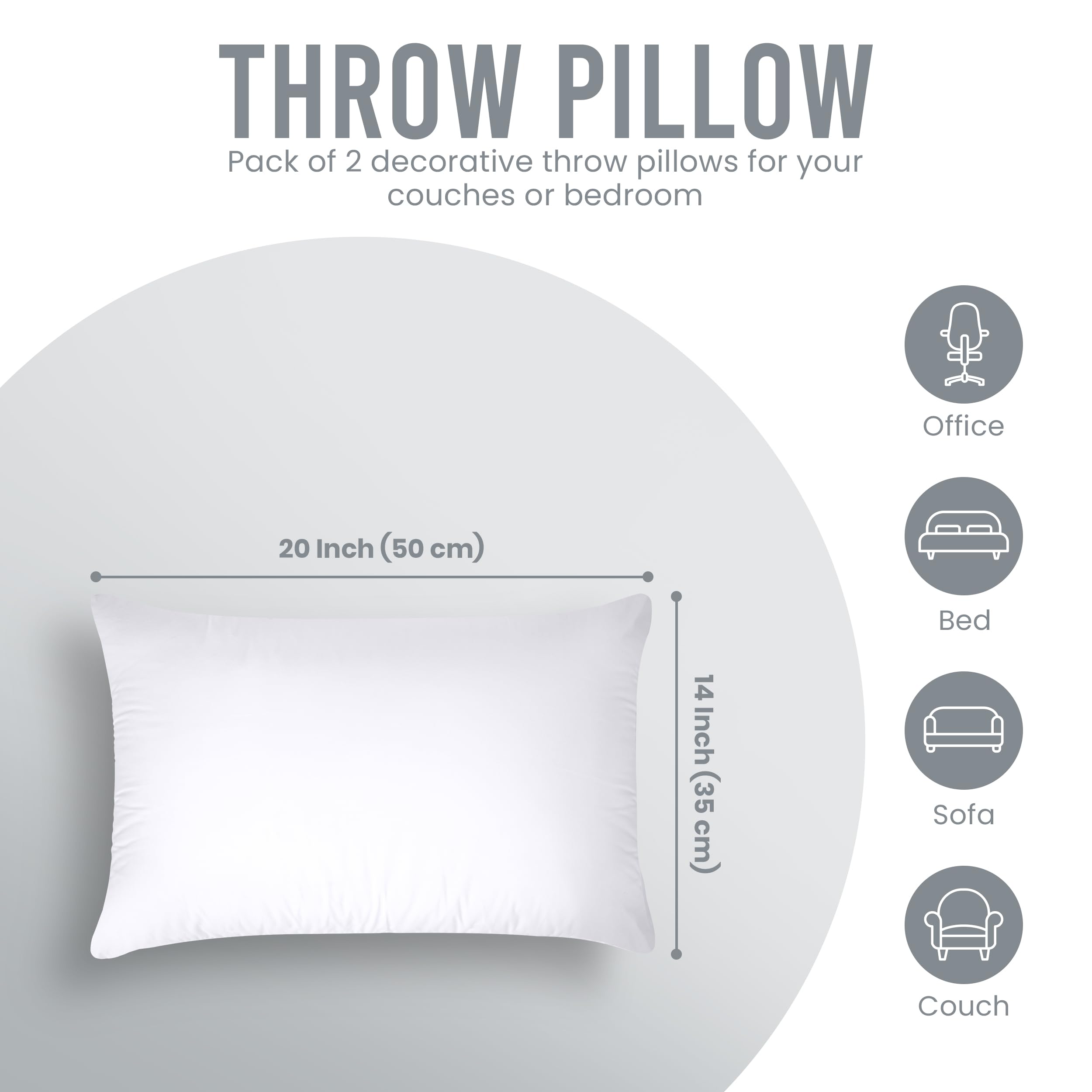 Utopia Bedding 18x18 Pillow Inserts, Set of 2, White – Indoor Decorative Throw Pillows for Bed, Sofa & Couch – Soft, Supportive & Fluffy Cushion Inserts