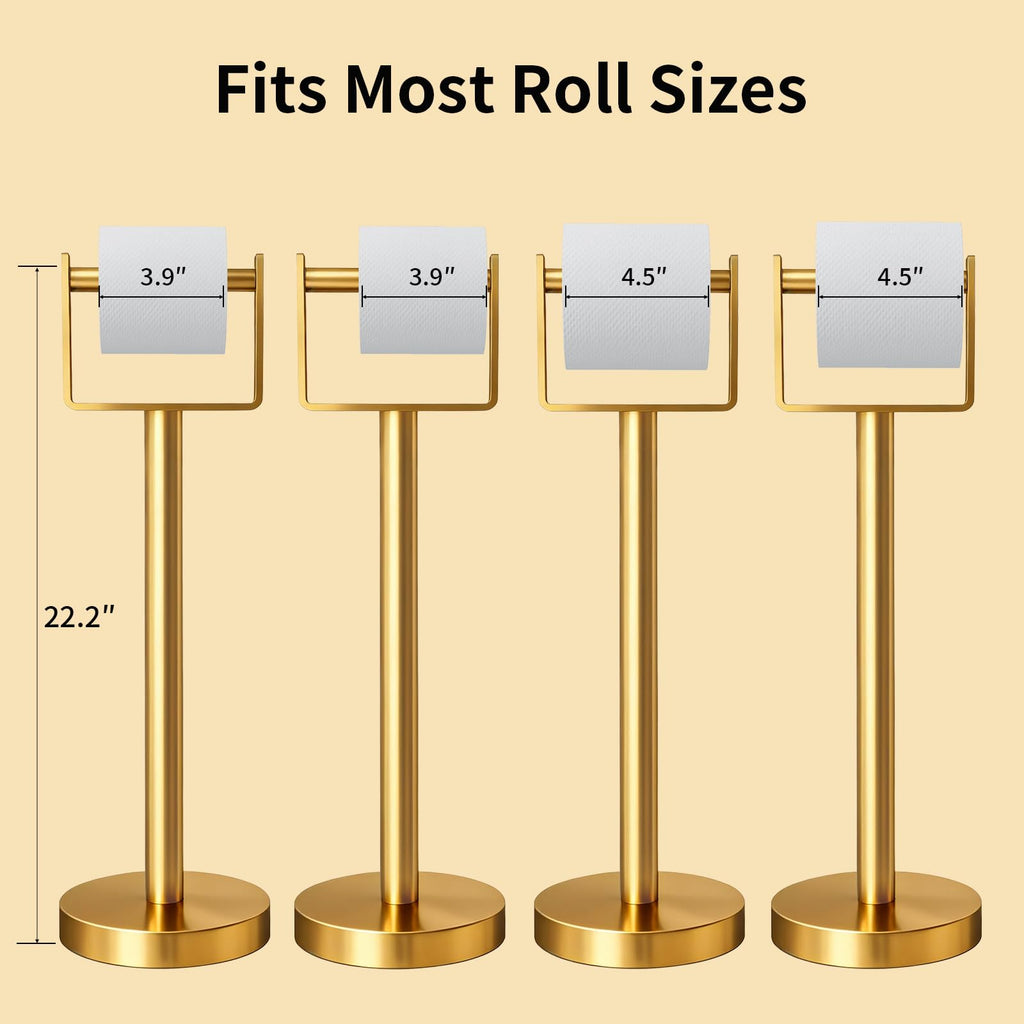YUMORE Heavy Duty Toilet Paper Holder Stand, Extra-Weighted Base No Tipping, Stainless Steel Toilet Paper Stand, Free Standing Floor Tissue Roll Holder for Bathroom, Matte Black 200UP