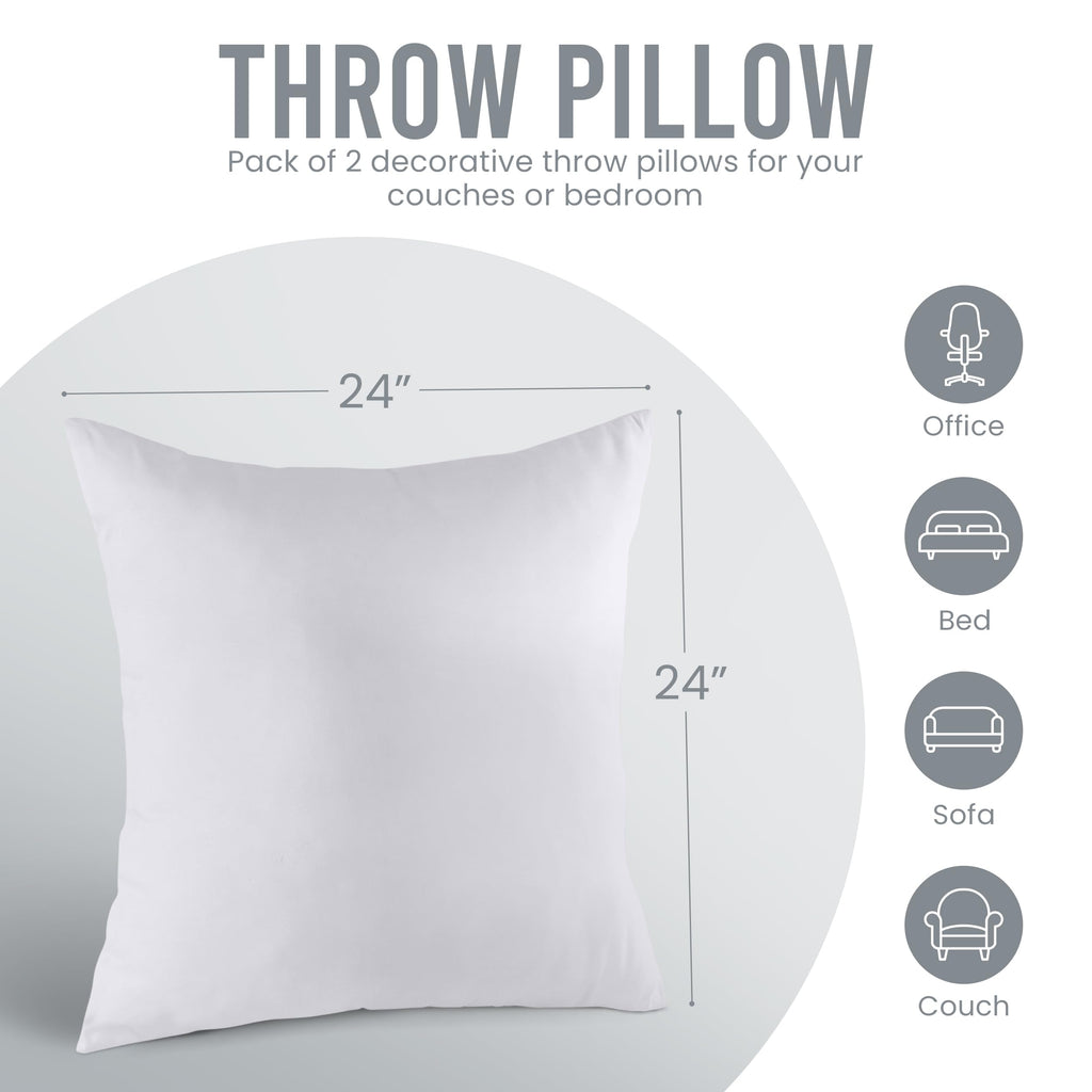 Utopia Bedding 18x18 Pillow Inserts, Set of 2, White – Indoor Decorative Throw Pillows for Bed, Sofa & Couch – Soft, Supportive & Fluffy Cushion Inserts