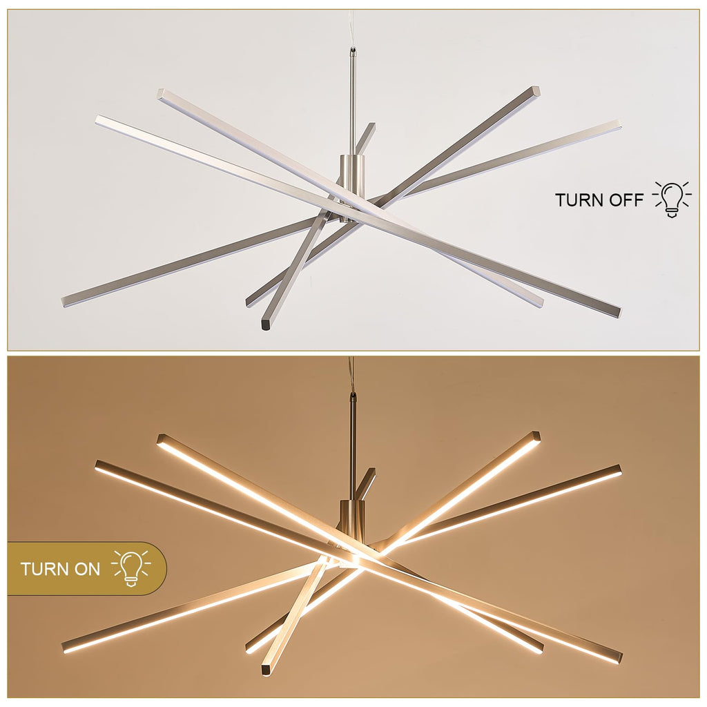 Black LED Chandelier for Dining Room, 27.76in Dimmable 4-Lights Modern Ceiling Pendant Light Fixture for Kitchen Living Room Entry Foyer 3000K/4000K/5000K 24W