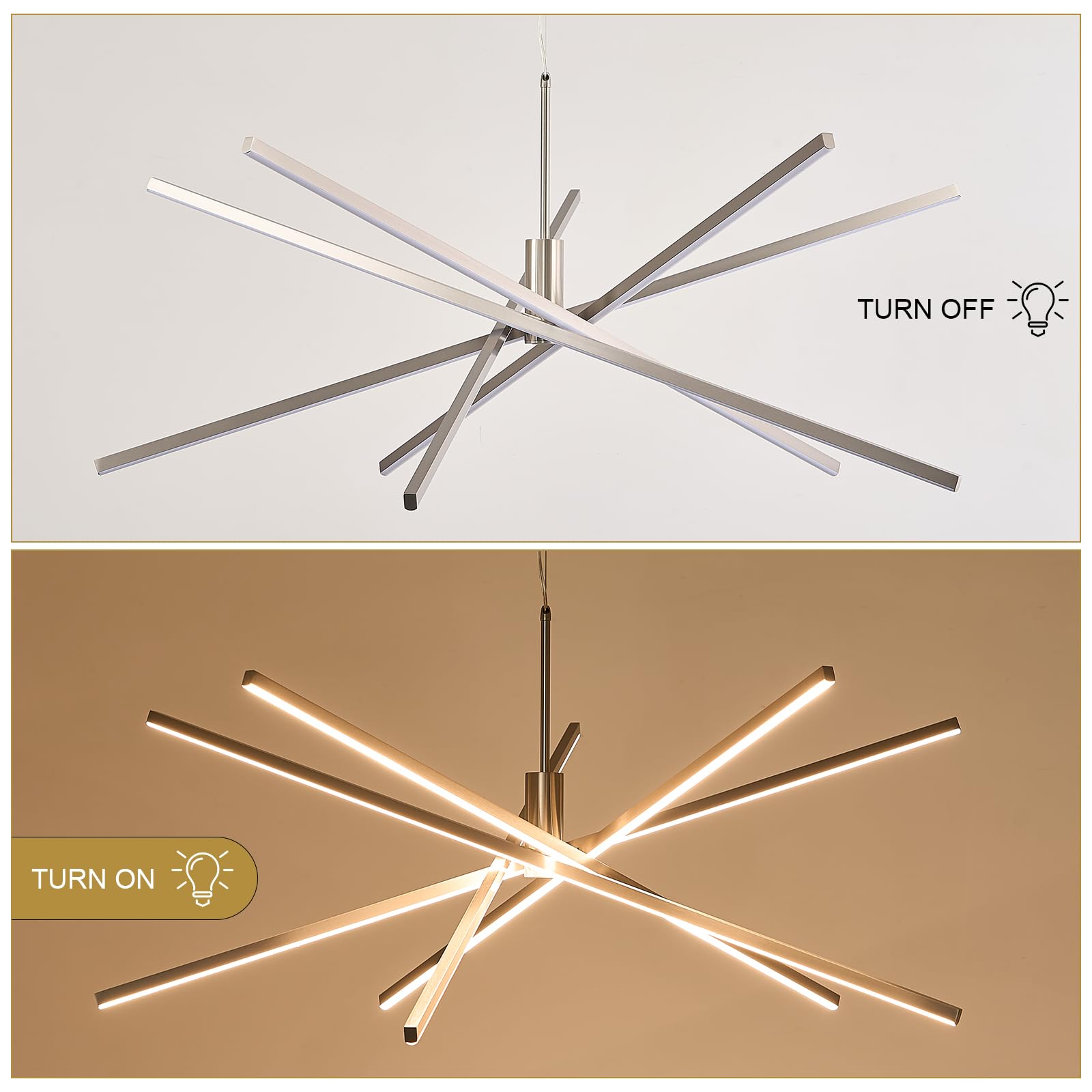Black LED Chandelier for Dining Room, 27.76in Dimmable 4-Lights Modern Ceiling Pendant Light Fixture for Kitchen Living Room Entry Foyer 3000K/4000K/5000K 24W