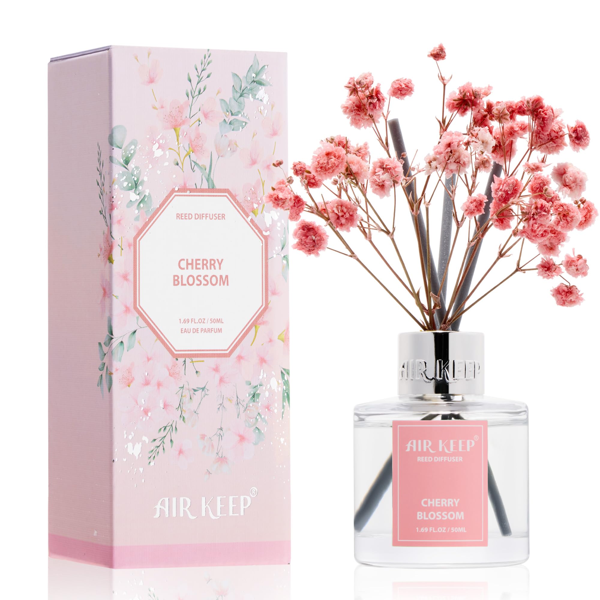 Airkeep Reed Diffuser Set,3.38 fl oz (100 ml) - Clean Linen Oil Diffusers with 8 Reed Sticks,Home Fragrance Reed Diffuser for Bathroom Shelf Decor