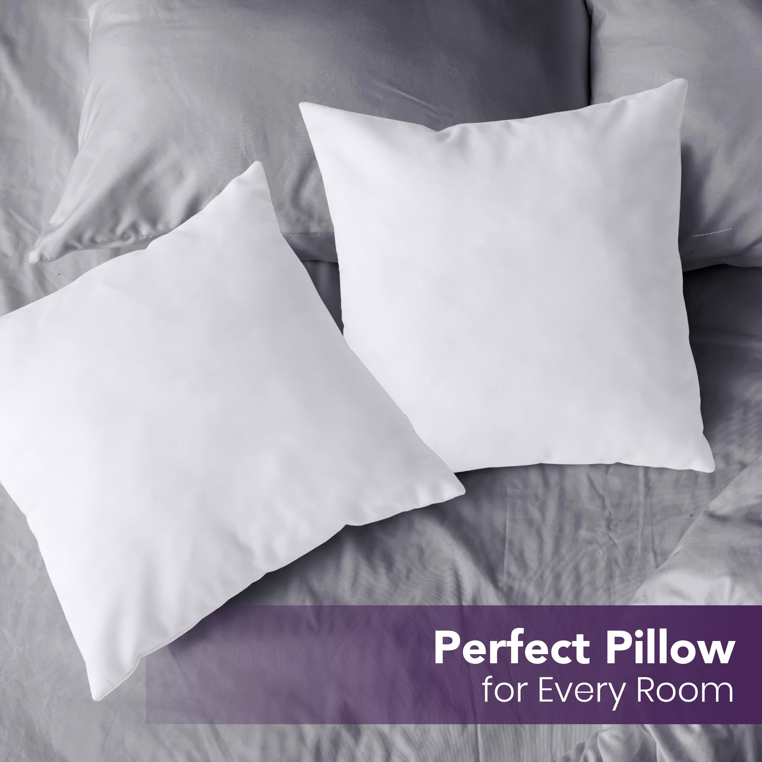 Utopia Bedding 18x18 Pillow Inserts, Set of 2, White – Indoor Decorative Throw Pillows for Bed, Sofa & Couch – Soft, Supportive & Fluffy Cushion Inserts