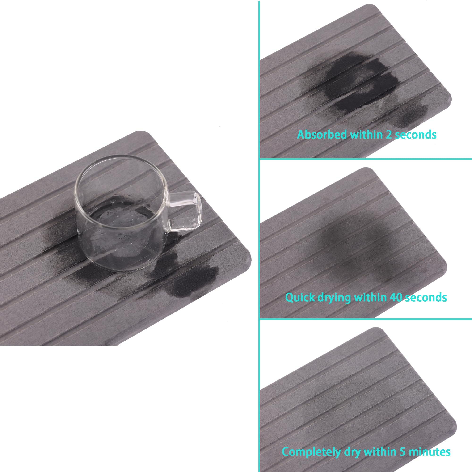 NiuYichee 2 PCS Water Absorbent diatomite Coasters, 8.3" x 4" Water Absorbing Stone Tray for Sink, Stone Drying mat for Kitchen Counter, Stone soap Tray Used for Hand Soaps & toiletries & Plants