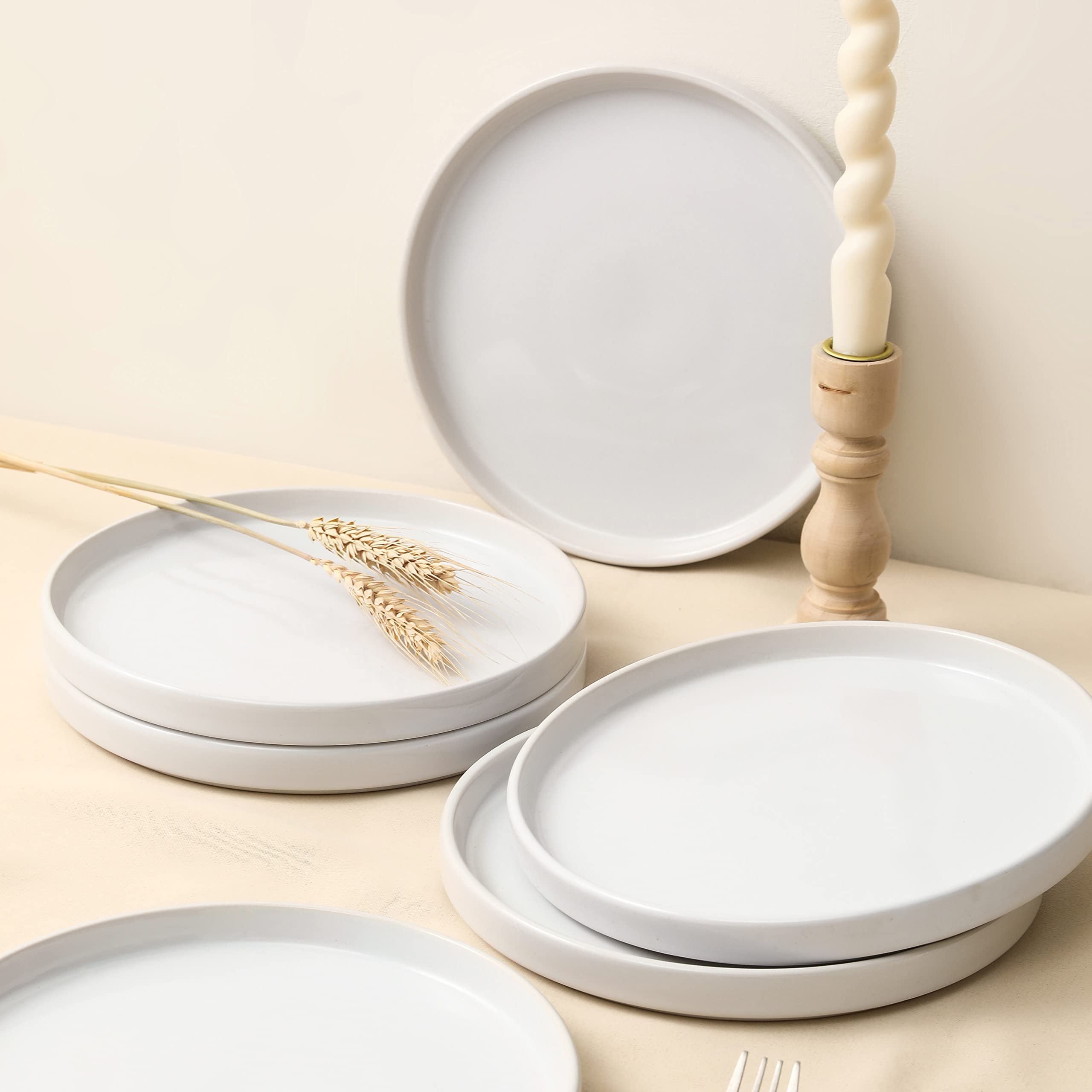 Stone Lain Celina Stoneware 16 Piece Dinnerware Set, Plates and Bowls, Black Matte Dish, Service for 4 – Minimalist Round Style, Microwave & Dishwasher Safe