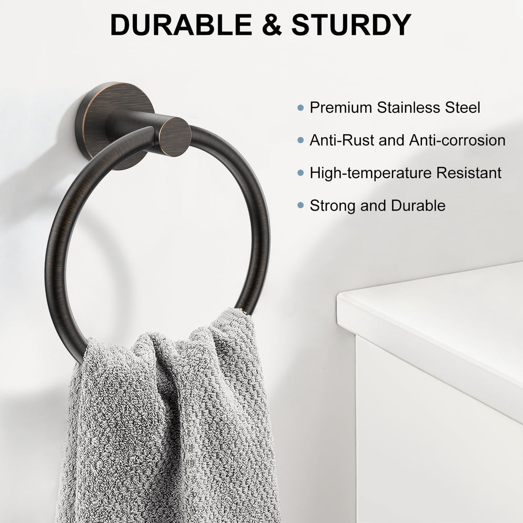 SetSail Towel Holder for Bathroom Wall Matte Black Towel Ring Stainless Steel Hand Towel Holder Heavy Duty Towel Hanger for Bath, Kitchen
