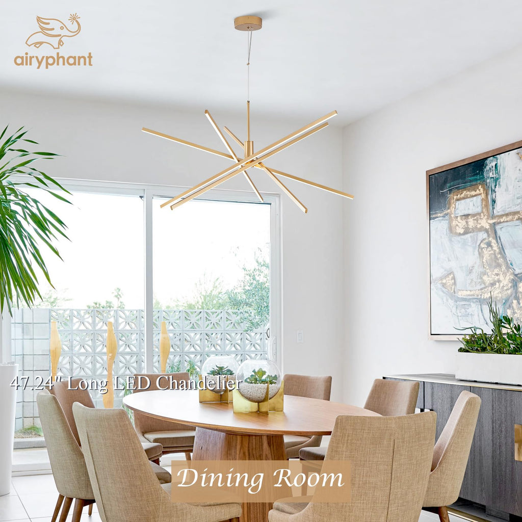 Black LED Chandelier for Dining Room, 27.76in Dimmable 4-Lights Modern Ceiling Pendant Light Fixture for Kitchen Living Room Entry Foyer 3000K/4000K/5000K 24W