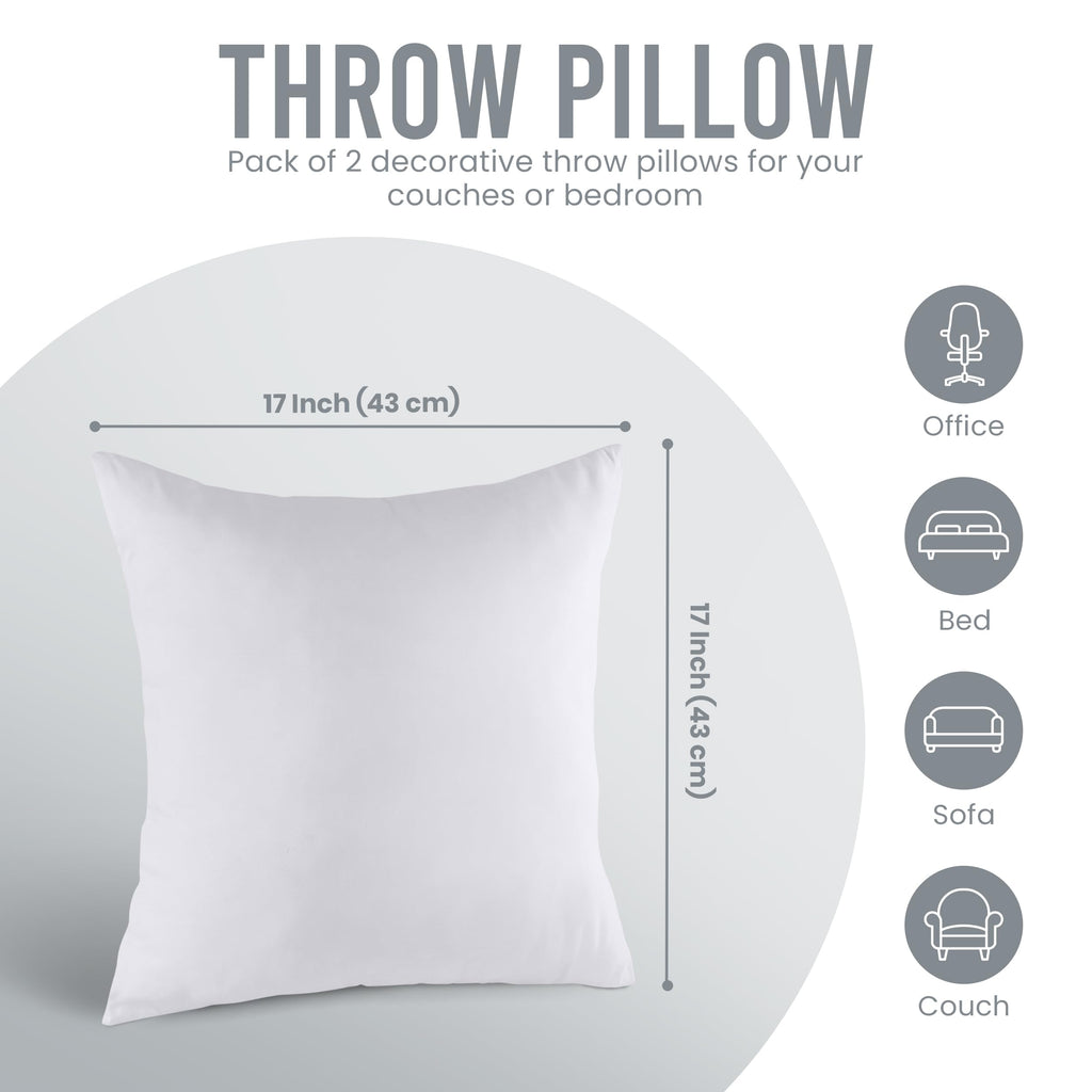 Utopia Bedding 18x18 Pillow Inserts, Set of 2, White – Indoor Decorative Throw Pillows for Bed, Sofa & Couch – Soft, Supportive & Fluffy Cushion Inserts