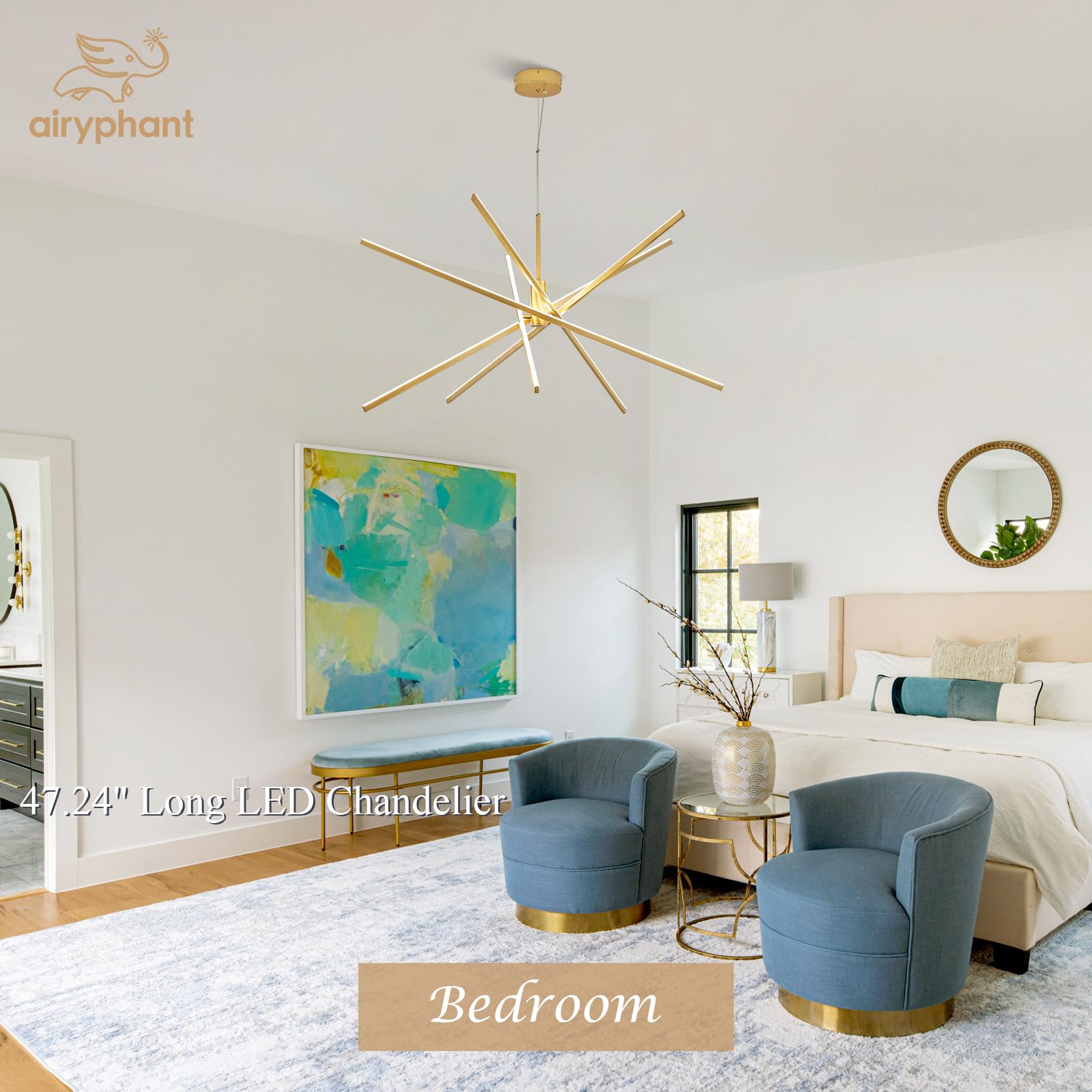 Black LED Chandelier for Dining Room, 27.76in Dimmable 4-Lights Modern Ceiling Pendant Light Fixture for Kitchen Living Room Entry Foyer 3000K/4000K/5000K 24W