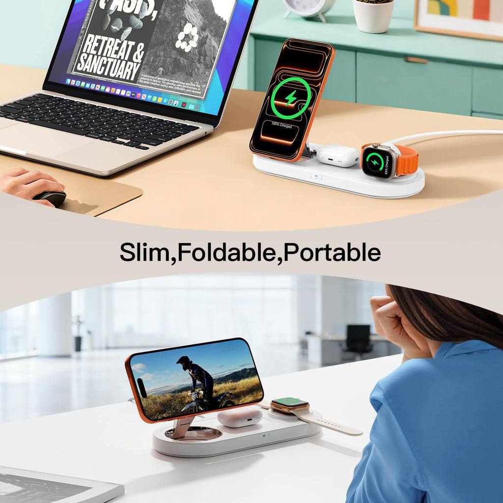 2026 for Apple Watch 5W Fast Charger：3 in 1 Wireless Charging Station for Apple Mag-Safe Charger Stand,Fast Magnetic Wireless Charger Station for iPhone17 16 15 14 13 12 Series,Airpods, Watch
