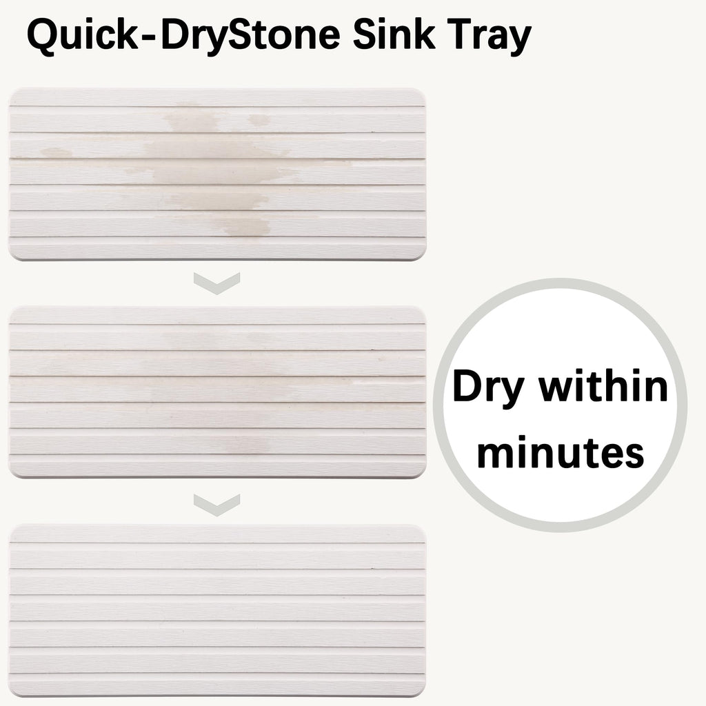 NiuYichee 2 PCS Water Absorbent diatomite Coasters, 8.3" x 4" Water Absorbing Stone Tray for Sink, Stone Drying mat for Kitchen Counter, Stone soap Tray Used for Hand Soaps & toiletries & Plants