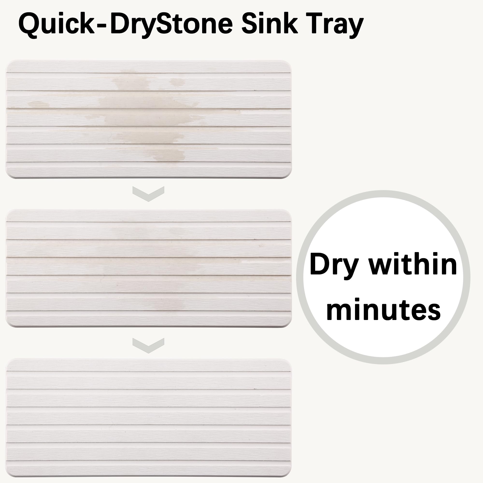 NiuYichee 2 PCS Water Absorbent diatomite Coasters, 8.3" x 4" Water Absorbing Stone Tray for Sink, Stone Drying mat for Kitchen Counter, Stone soap Tray Used for Hand Soaps & toiletries & Plants