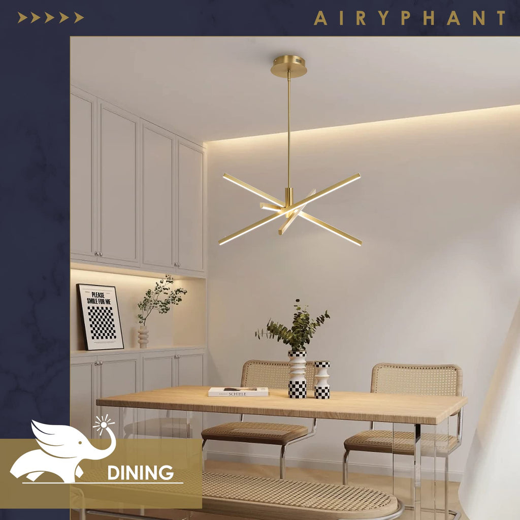Black LED Chandelier for Dining Room, 27.76in Dimmable 4-Lights Modern Ceiling Pendant Light Fixture for Kitchen Living Room Entry Foyer 3000K/4000K/5000K 24W